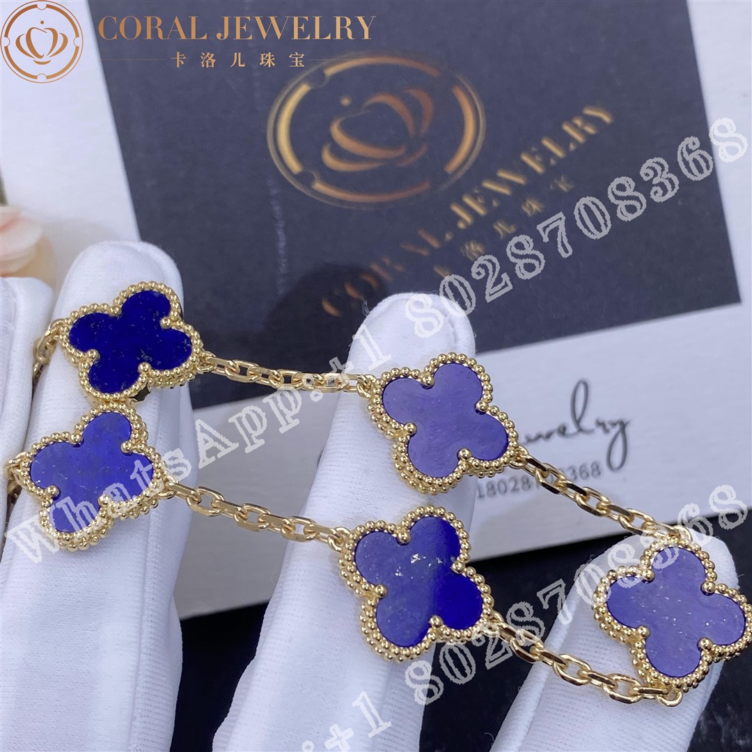Van Cleef & Arpels Vintage Alhambra bracelet, 5 motifs Yellow gold, Lapis Lazuli - Image 4