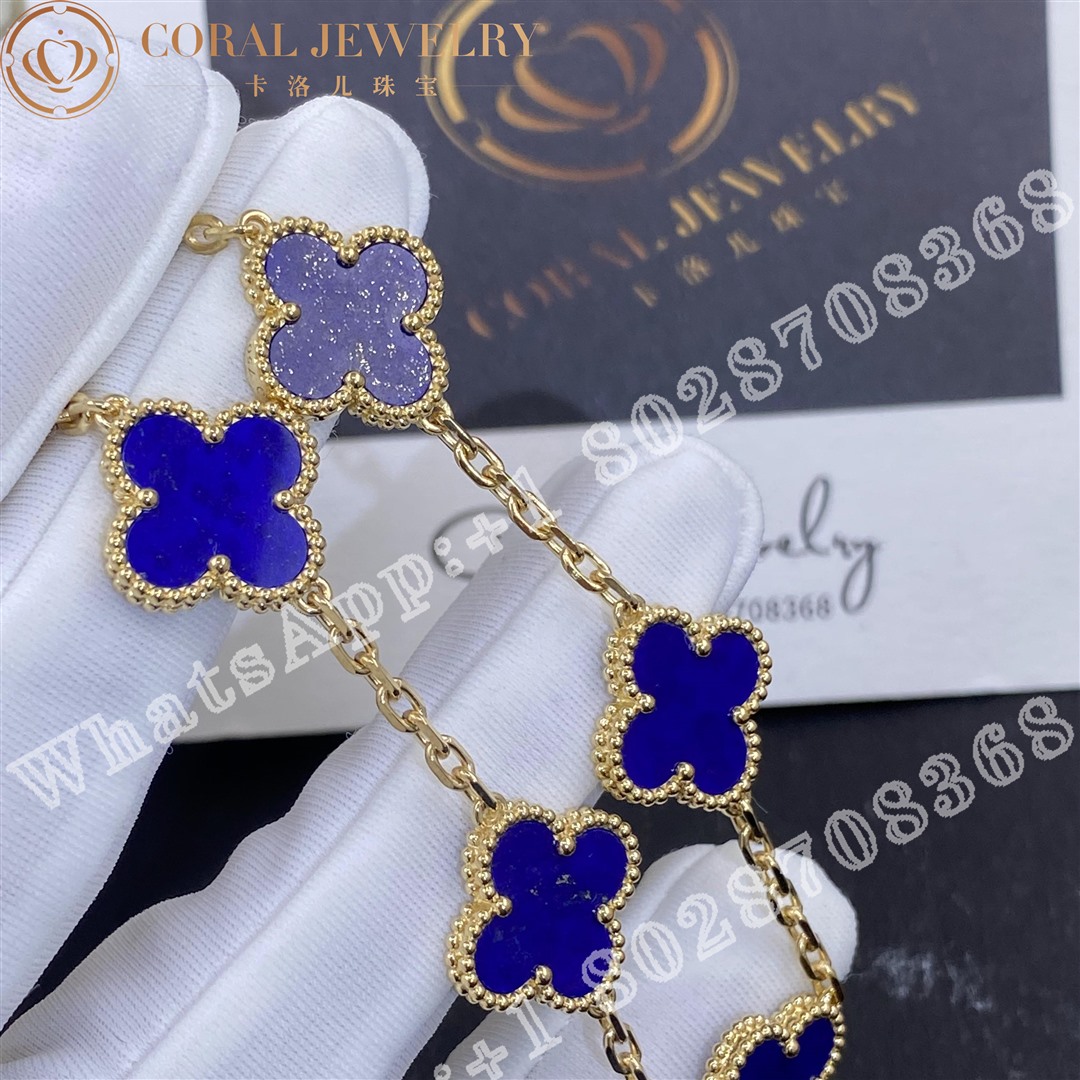 Van Cleef & Arpels Vintage Alhambra bracelet, 5 motifs Yellow gold, Lapis Lazuli - Image 5