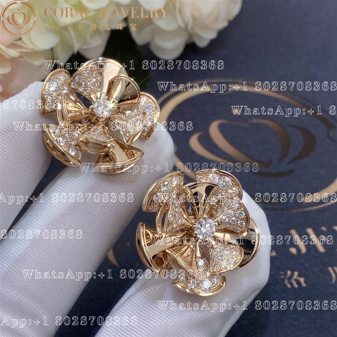 Bulgari Divas' Dream Earrings Pave Diamonds 18K Rose Gold 350784 OR857272