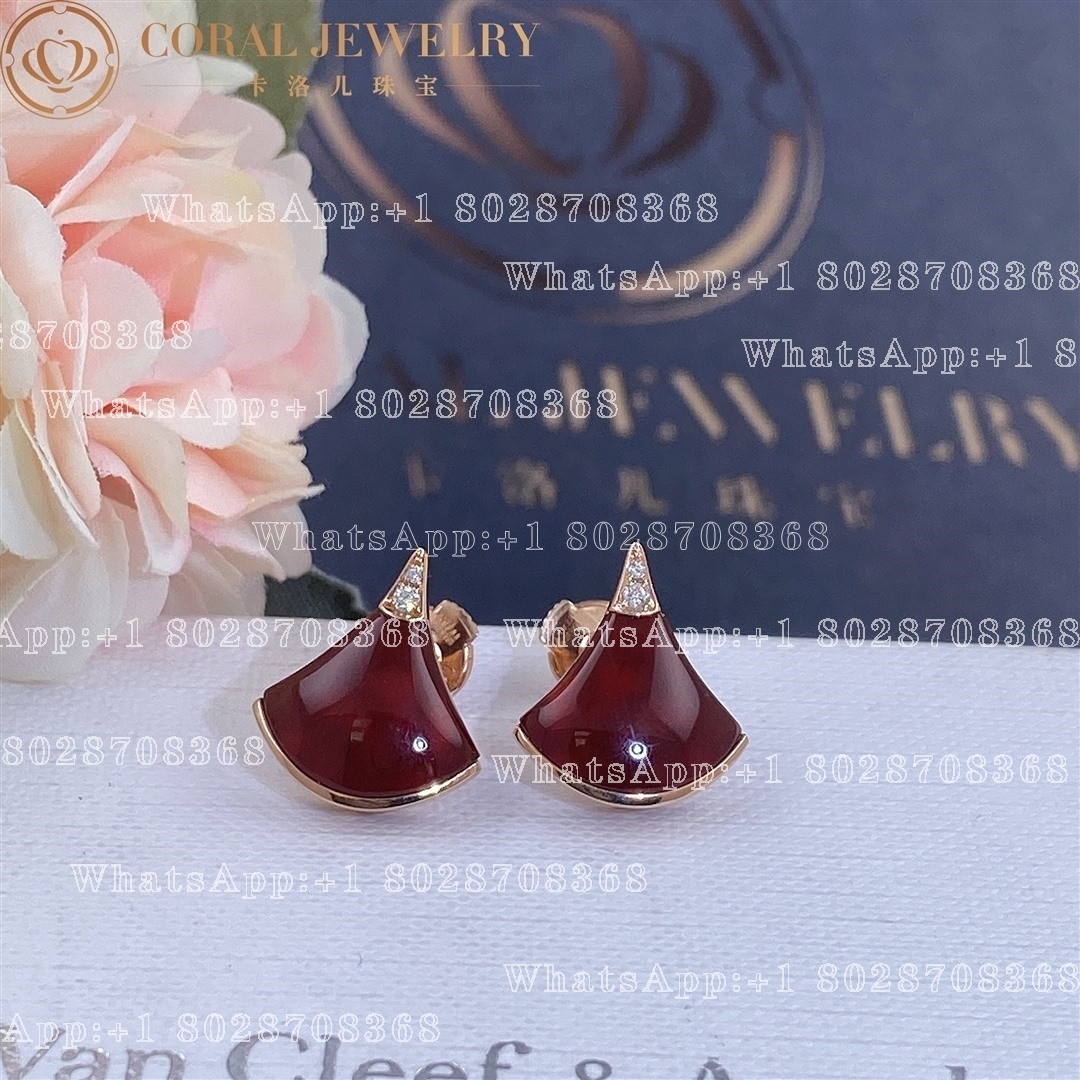 Bulgari Divas Dream Earrings Rose Gold Diamonds And Carnelian Coral (2)