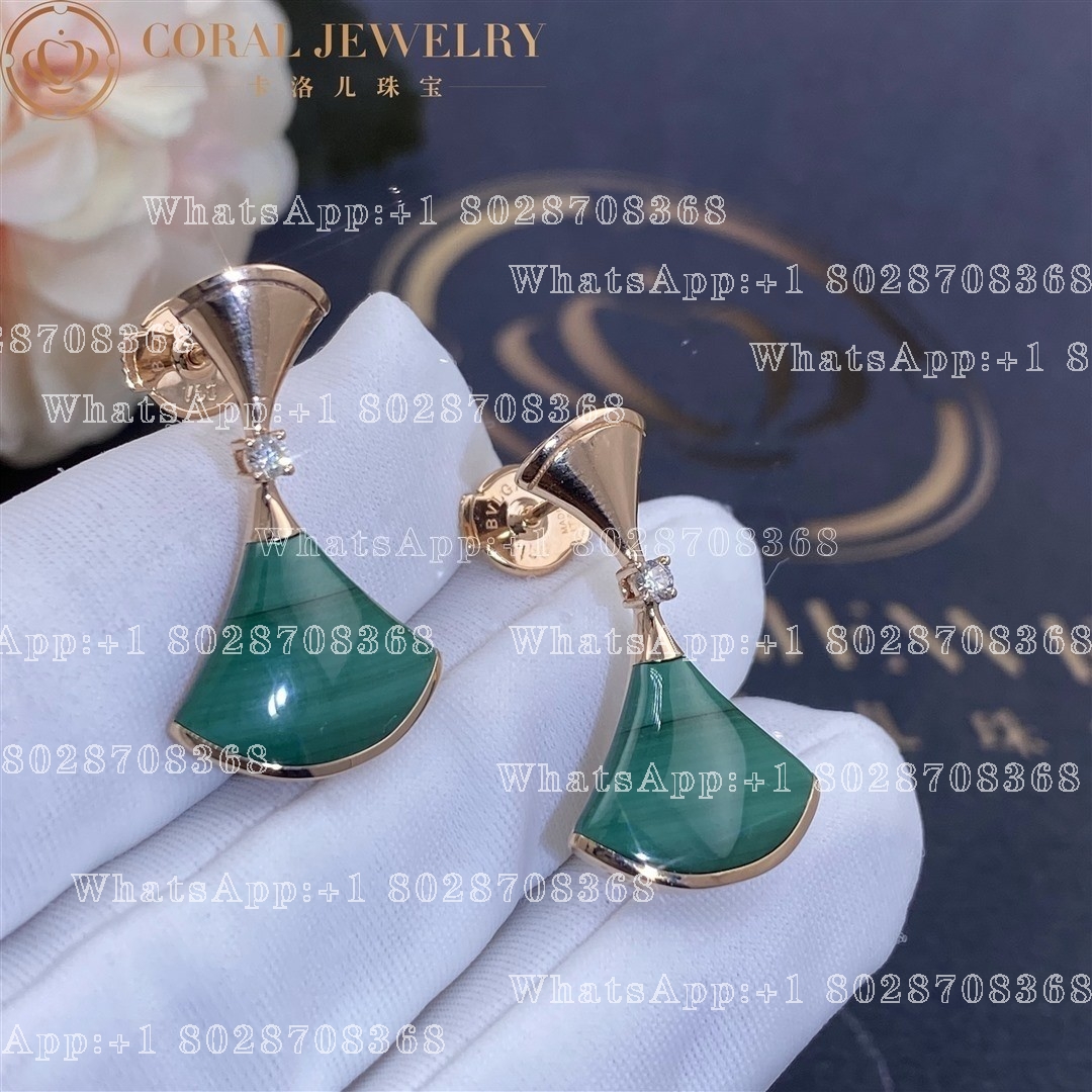 Bulgari Divas' Dream Earrings Rose Gold Diamonds with Malachite Ref.: 356454