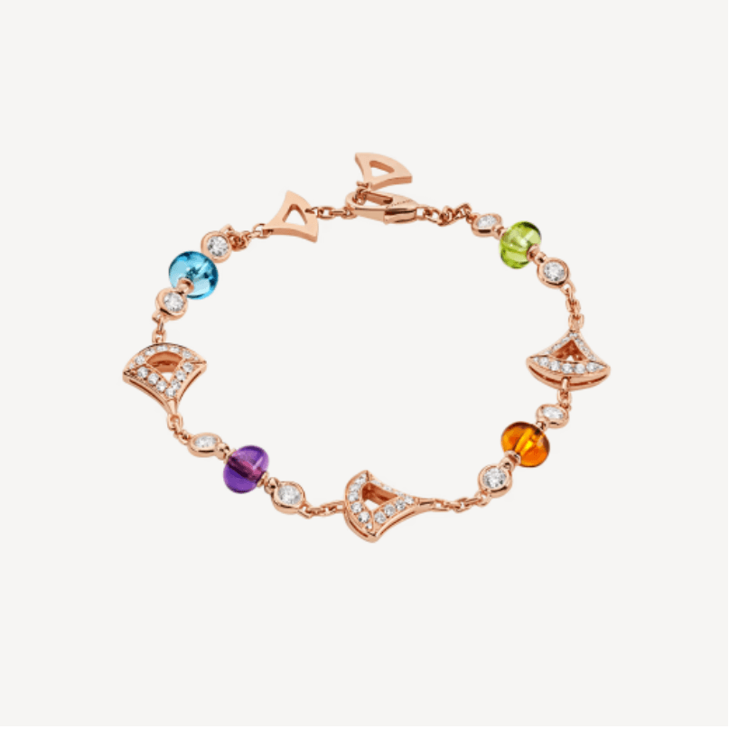 Bulgari Divas Dream Bracelet Rose Gold With Amethyst Blue Topaz Citrine Quartz Peridot Ref 355614