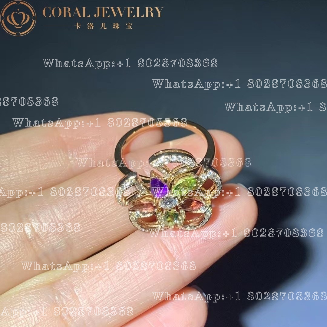 Bulgari Divas' Dream Ring Rose Gold Diamonds, Amethyst, Peridot, Pink Tourmaline Ref.: 355819