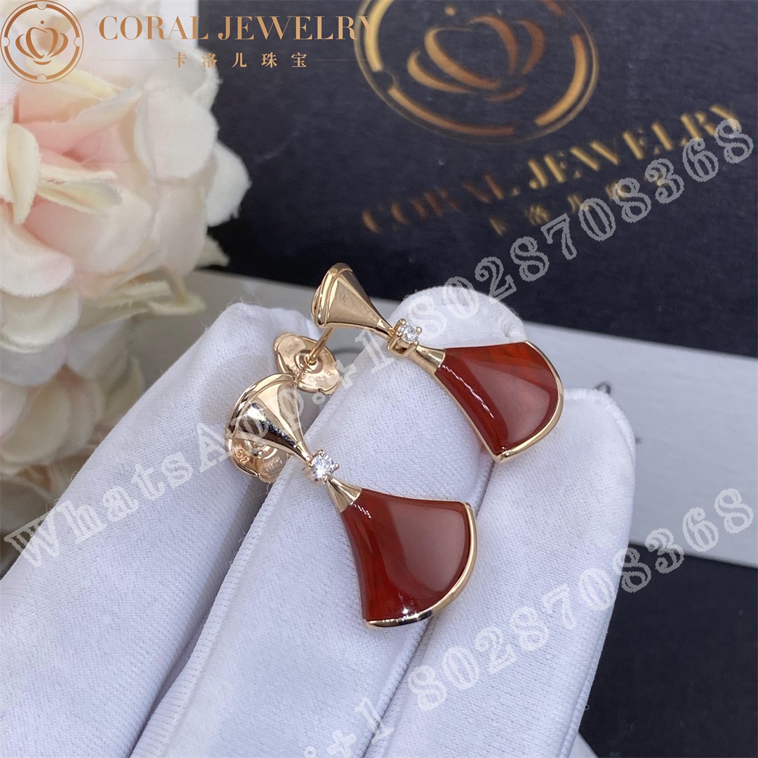 Bulgari Divas Dream Earrings Rose Gold Diamonds And Carnelian Ref 356749 Coral (1)