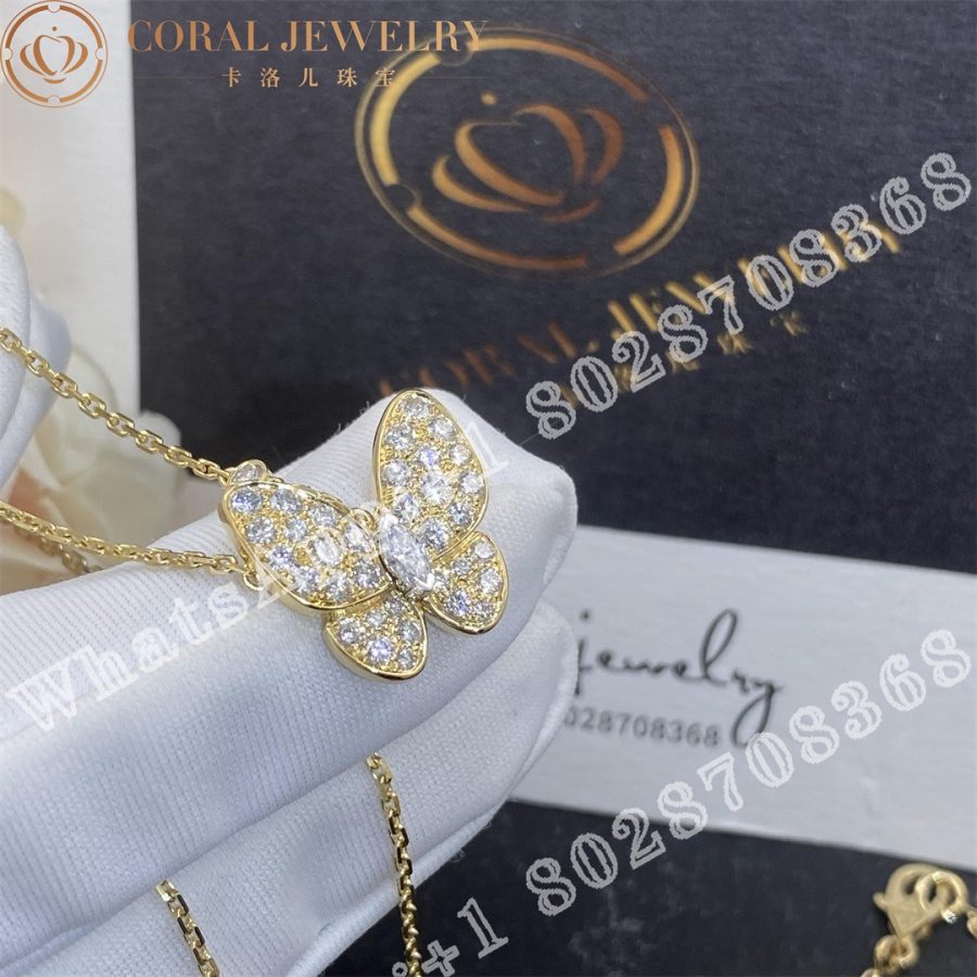 Van Cleef & Arpels Two Butterfly pendant Yellow gold, Diamond VCARP3DP00 - Image 4