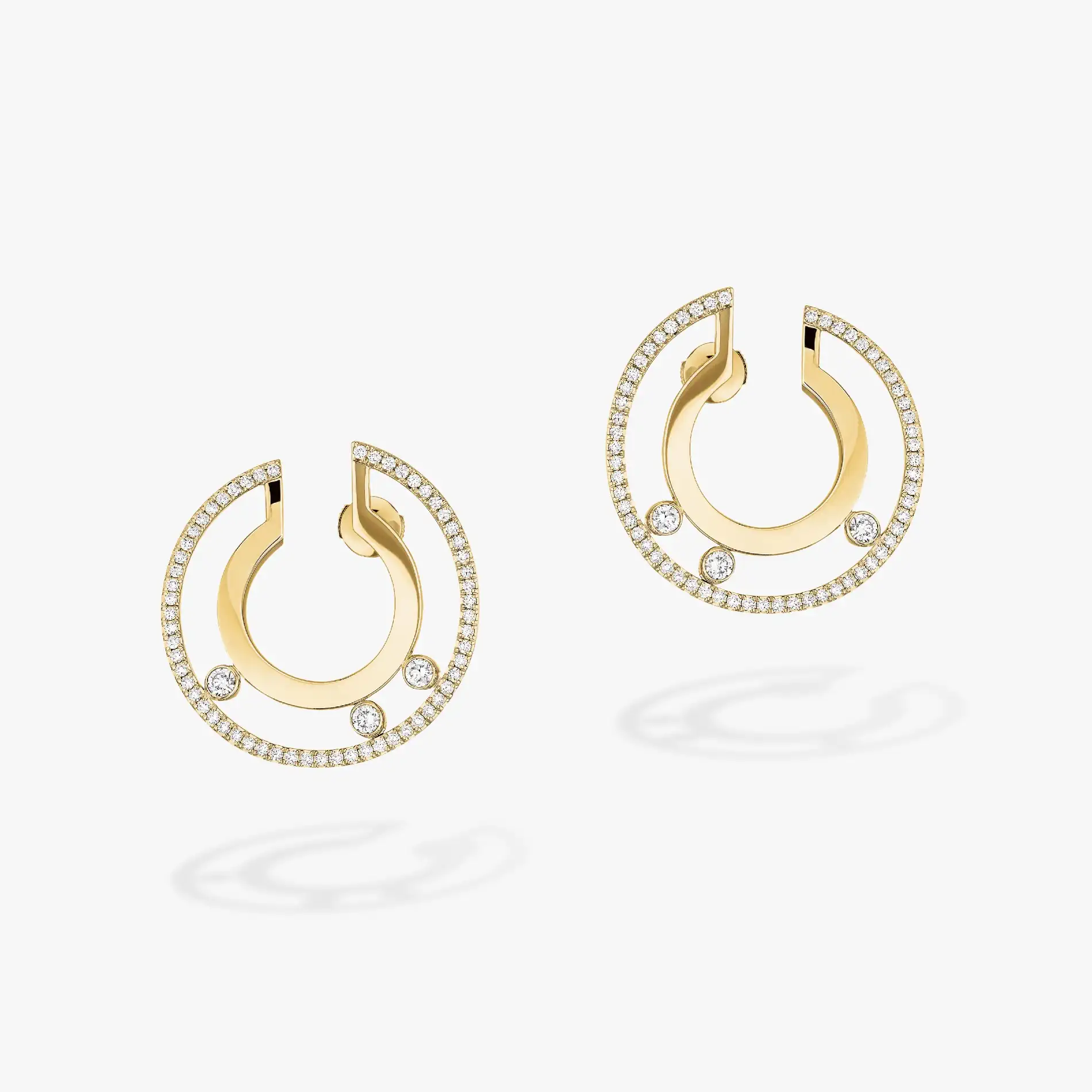 Messika Move Romane Hoop Yellow Gold Diamond Earrings 06689 Yg