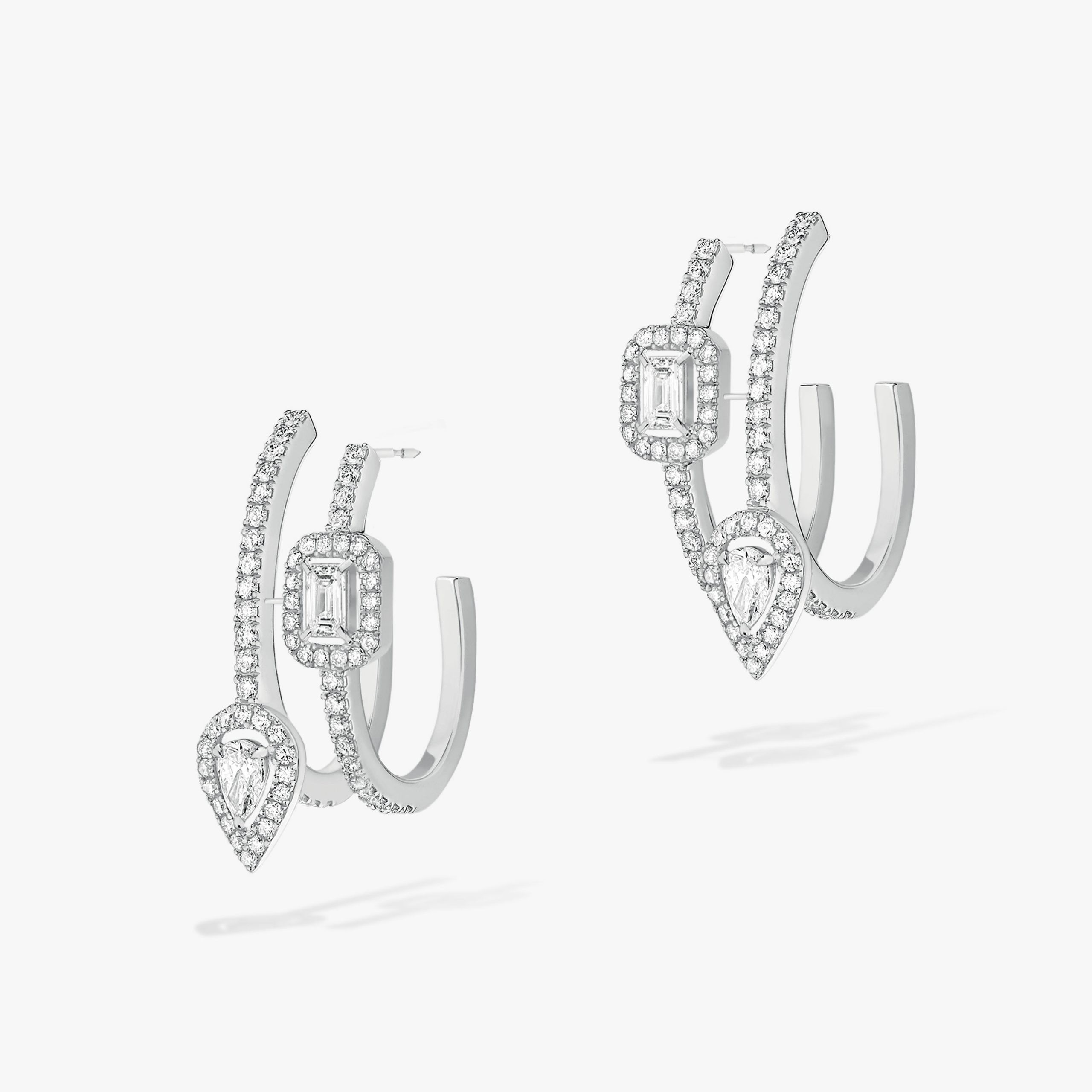 Messika My Twin Hoops 2 rows 2x0,10ct White Gold Diamond Earrings 10005-WG