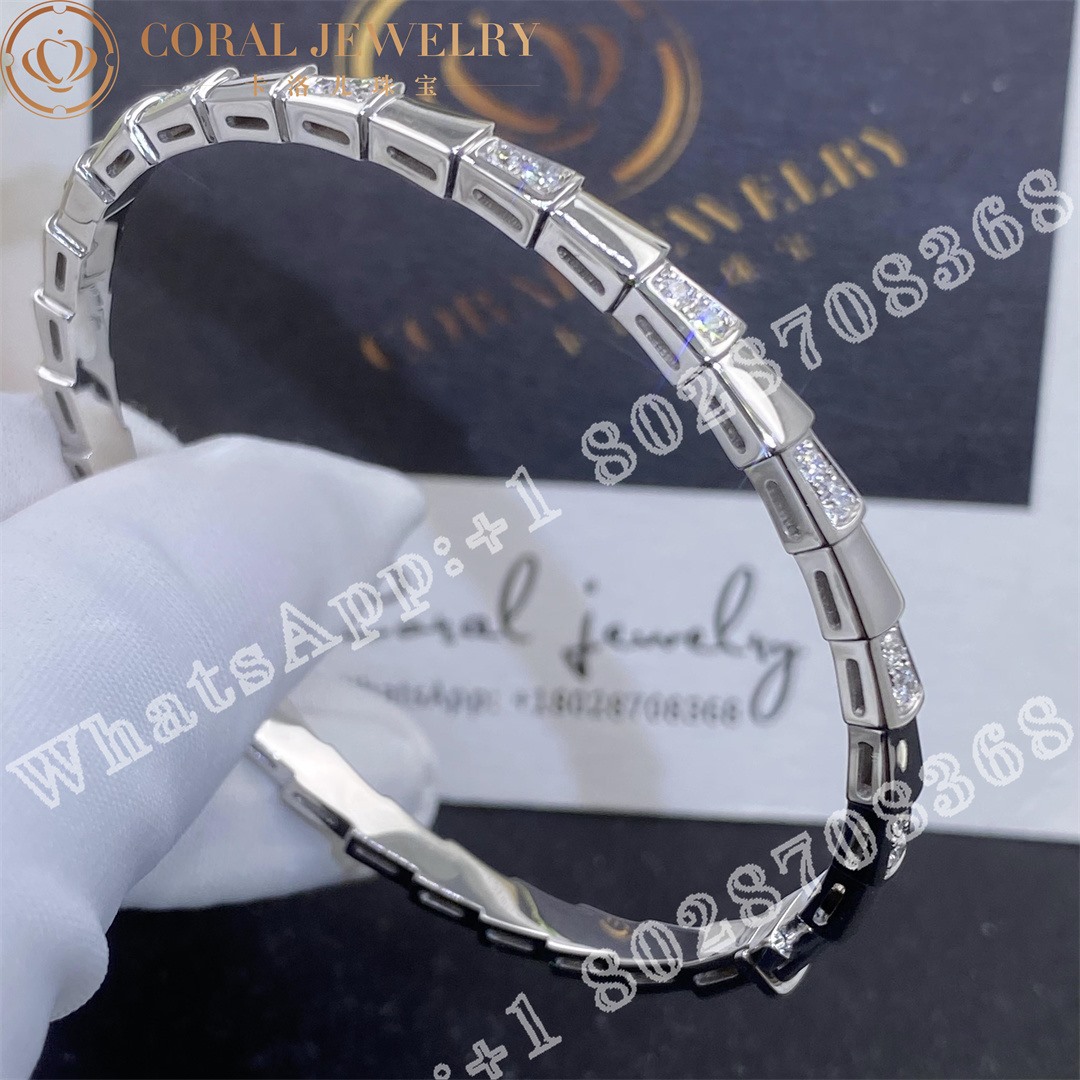 Bulgari Serpenti Viper in oro bianco 18 kt con semi-pavé di diamanti Ref.: 355256 - Image 3