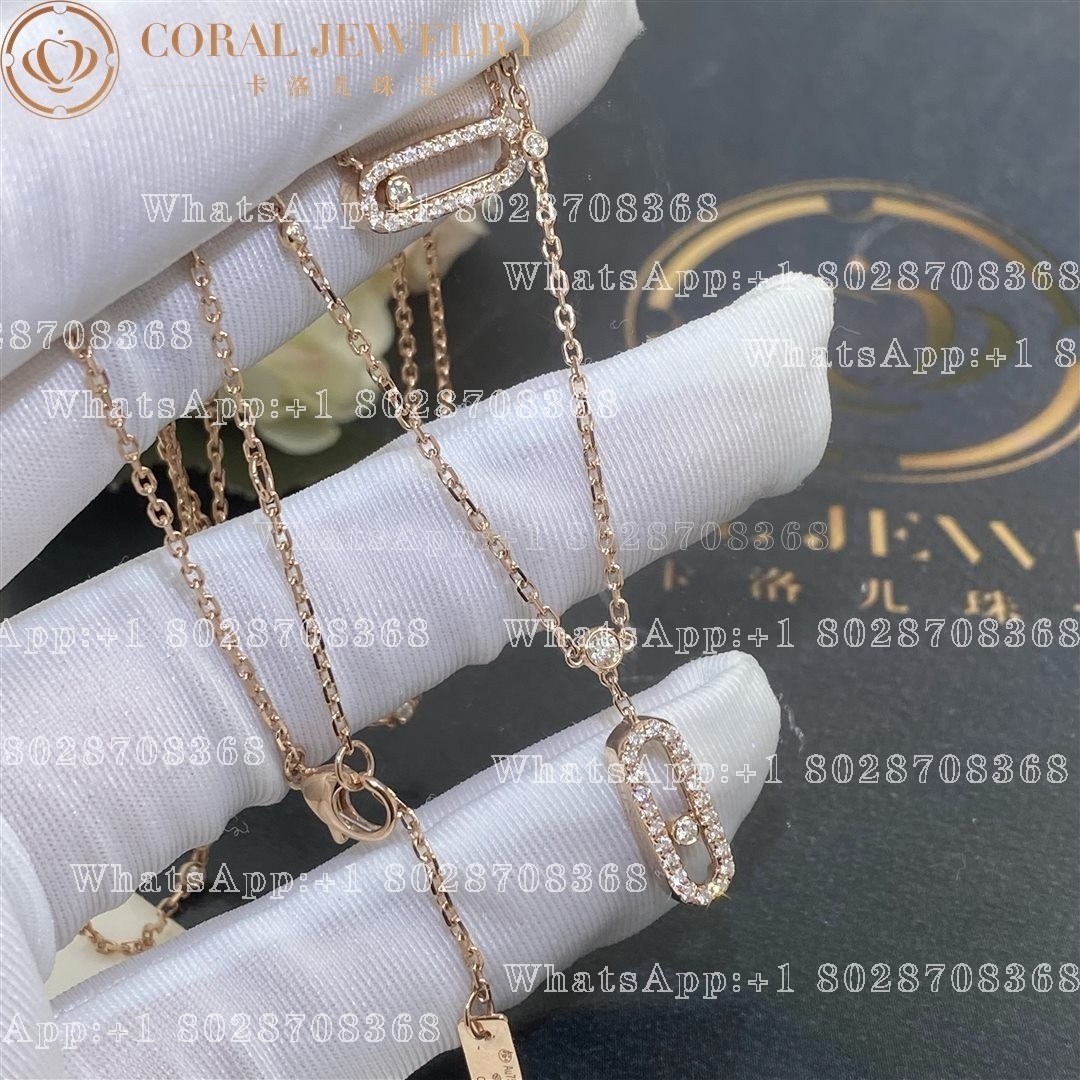 Messika Move Uno 2 Rows Pavé Pink Gold Diamond Necklace 07174-PG