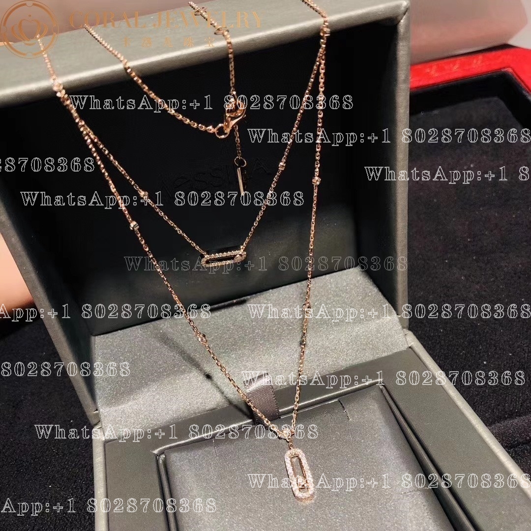 Messika Move Uno 2 Rows Pavé  Pink Gold Diamond Necklace 07174-PG - Image 4