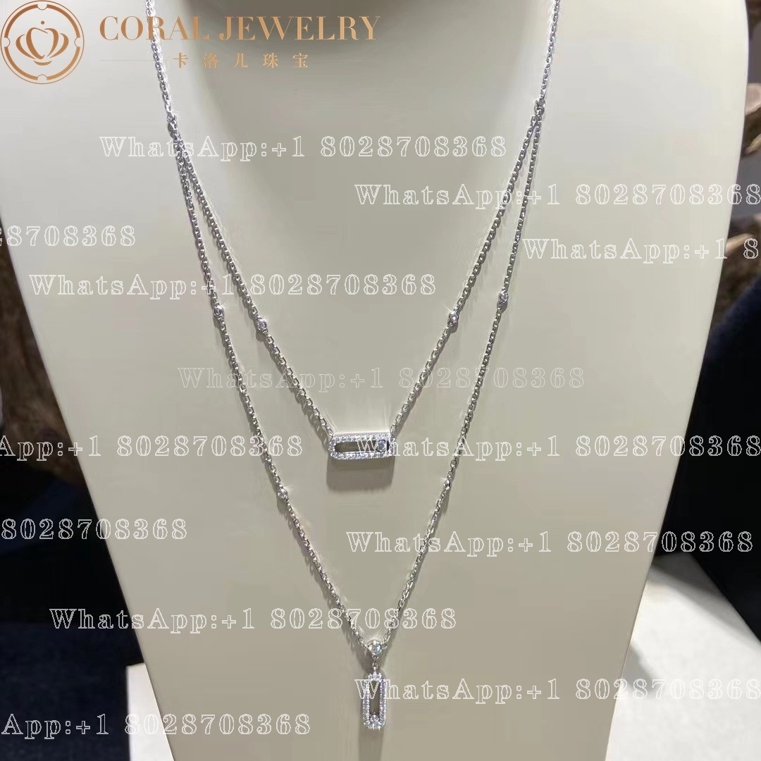 Messika Move Uno 2 Rows Pavé White Gold Diamond Necklace 07174-WG