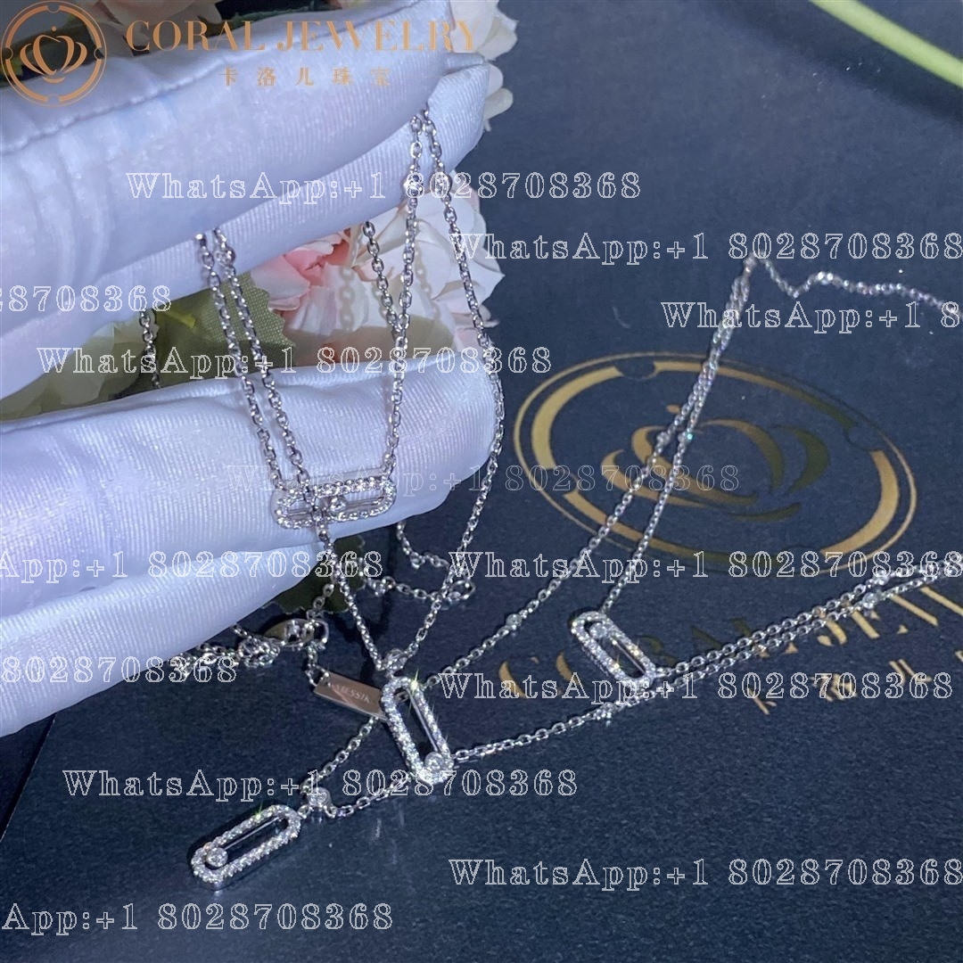 Messika Move Uno 2 Rows Pavé White Gold Diamond Necklace 07174-WG