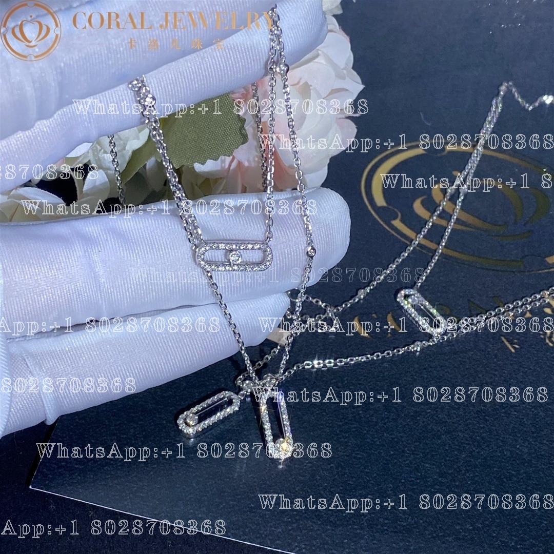 Messika Move Uno 2 Rows Pavé White Gold Diamond Necklace 07174-WG