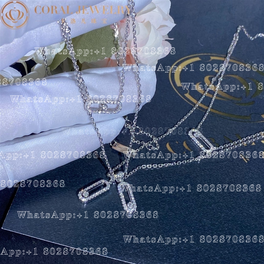 Messika Move Uno 2 Rows Pavé White Gold Diamond Necklace 07174-WG
