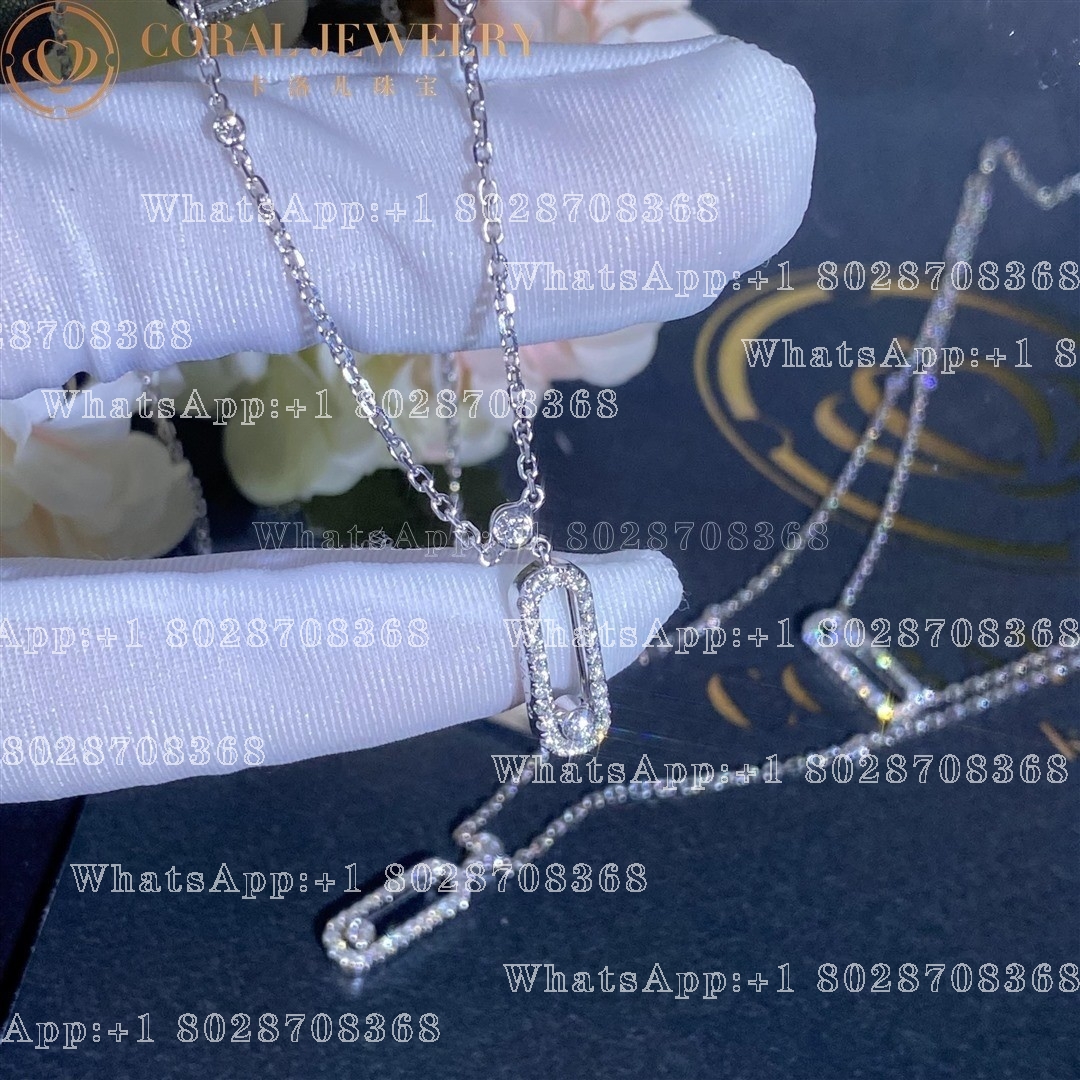 Messika Move Uno 2 Rows Pavé White Gold Diamond Necklace 07174-WG