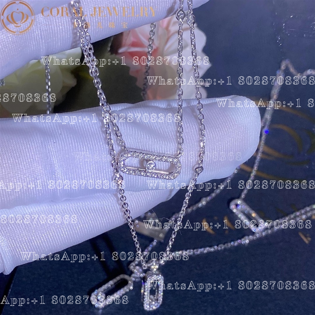 Messika Move Uno 2 Rows Pavé White Gold Diamond Necklace 07174-WG