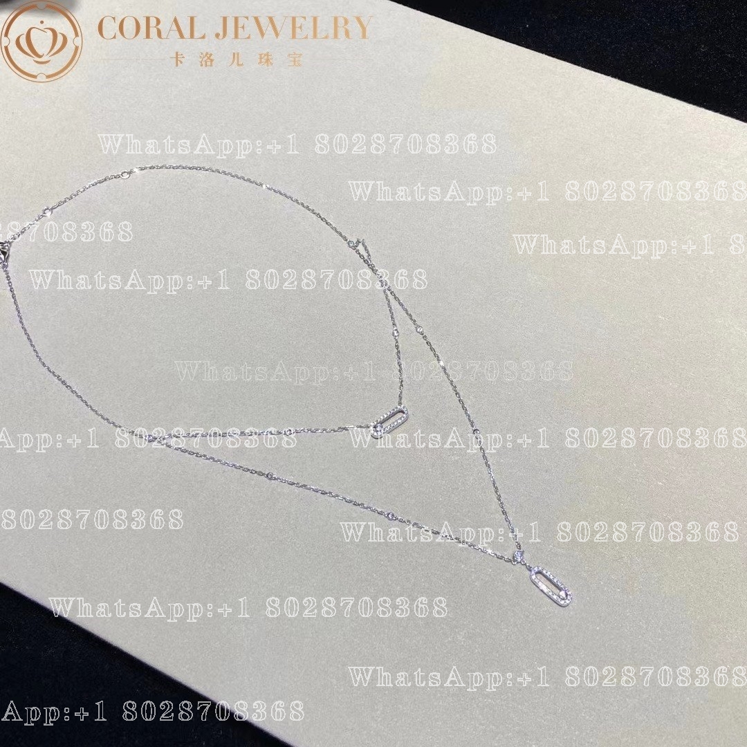 Messika Move Uno 2 Rows Pavé  White Gold Diamond Necklace 07174-WG - Image 6
