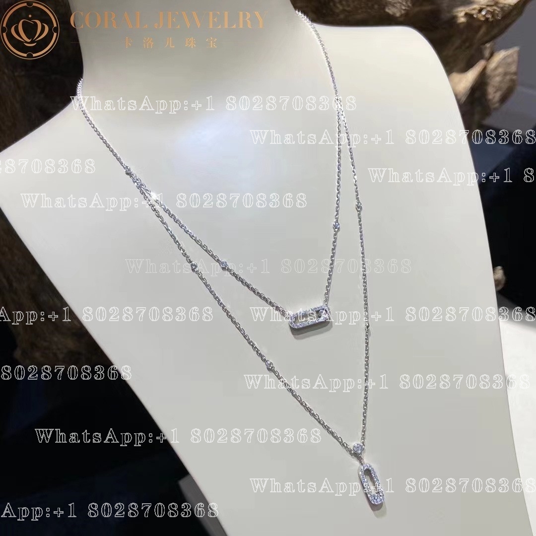 Messika Move Uno 2 Rows Pavé  White Gold Diamond Necklace 07174-WG - Image 7