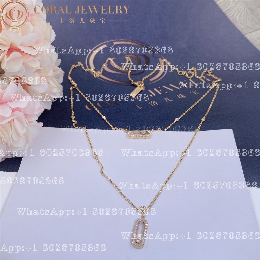 Messika Move Uno 2 Rows Pavé Yellow Gold Diamond Necklace 07174-YG