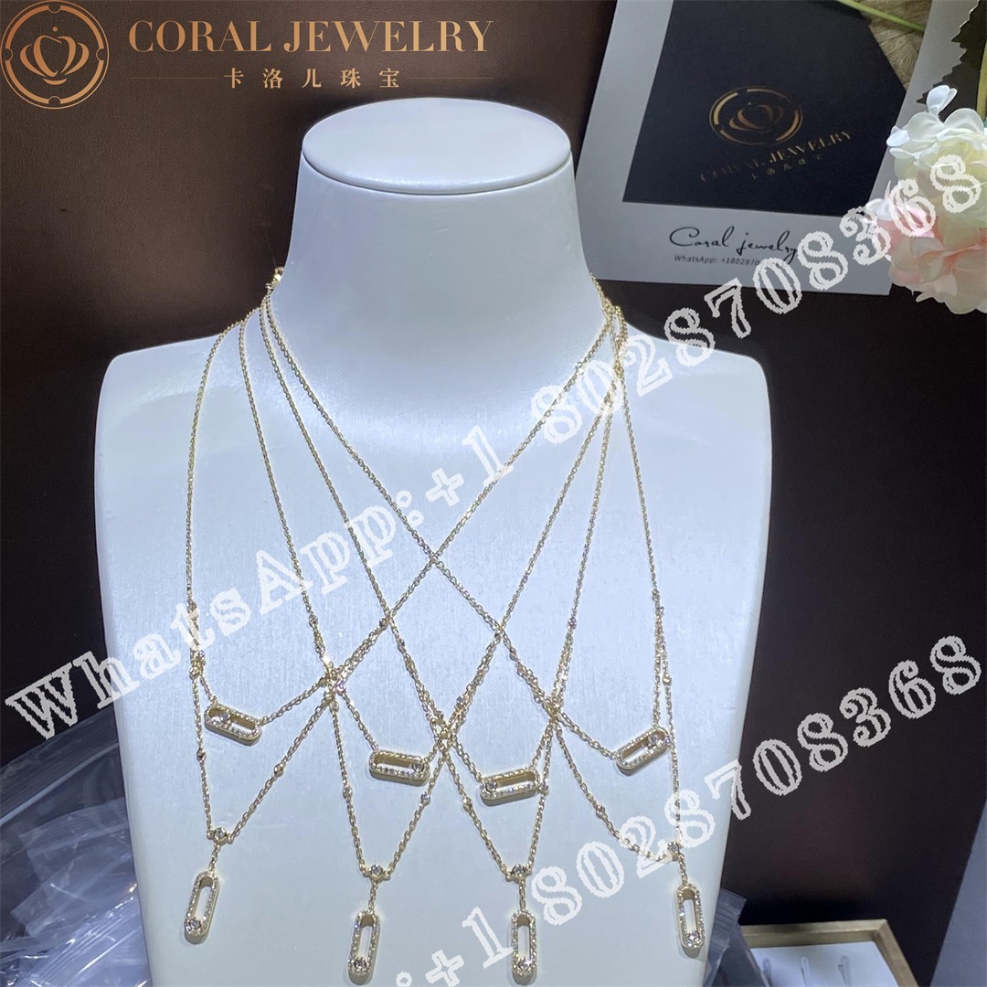 Messika Move Uno 2 Rows Pavé  Yellow Gold Diamond Necklace 07174-YG - Image 6