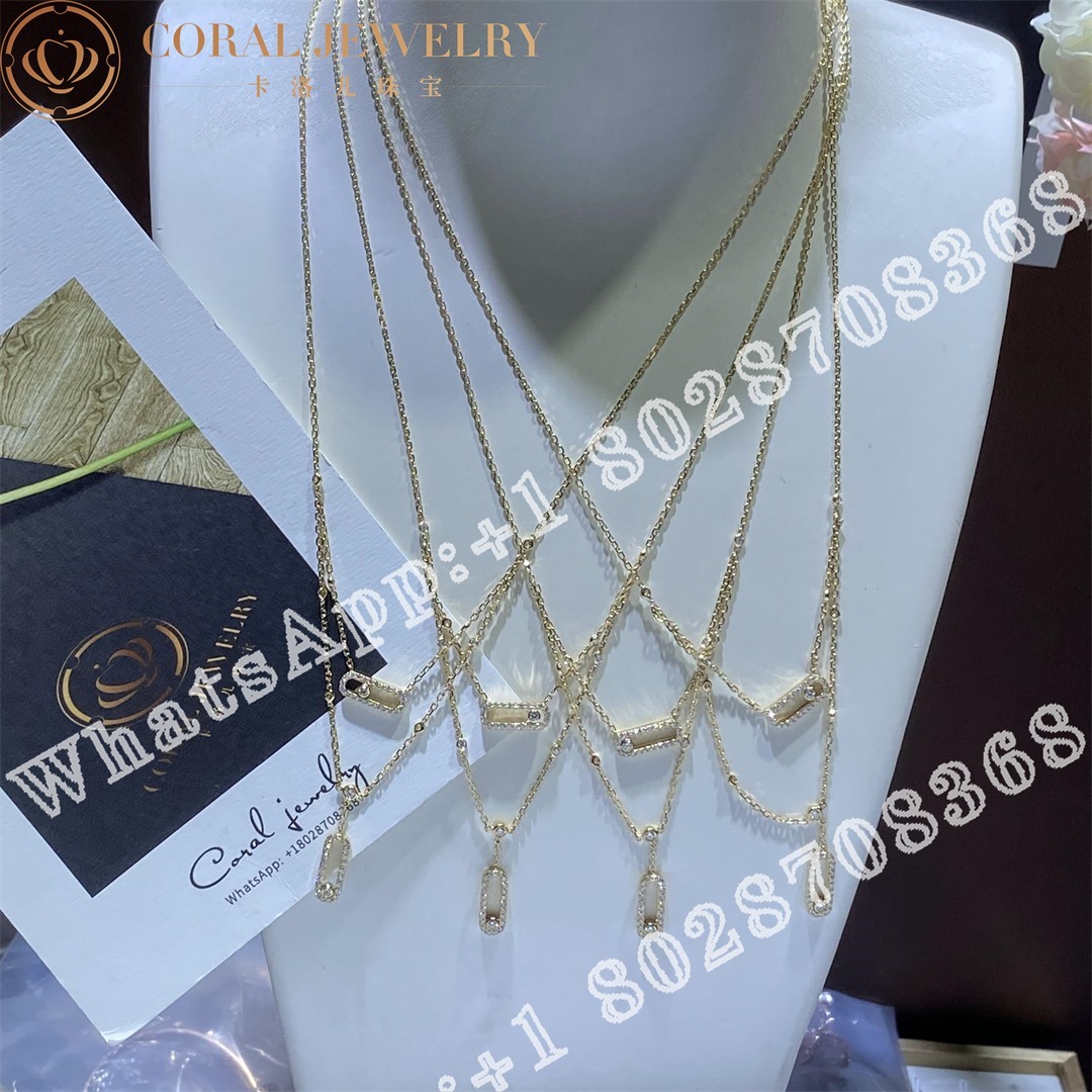 Messika Move Uno 2 Rows Pave Yellow Gold Diamond Necklace 07174 Yg Coral (2)