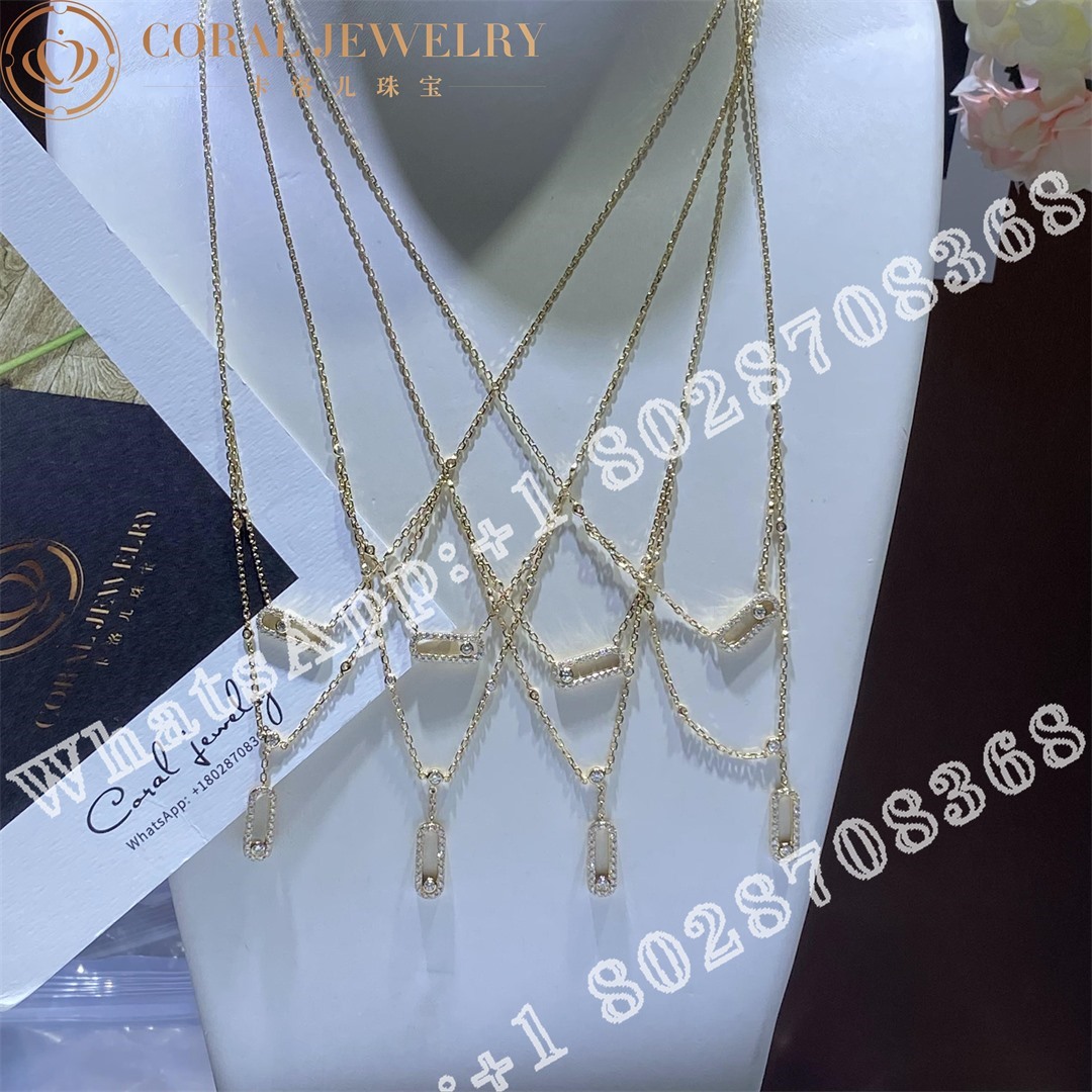 Messika Move Uno 2 Rows Pave Yellow Gold Diamond Necklace 07174 Yg Coral (3)