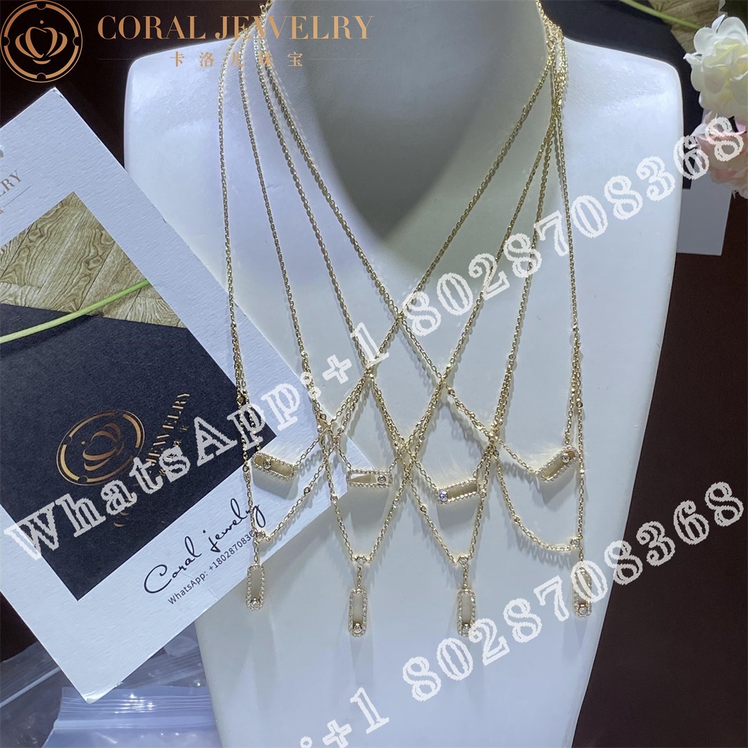 Messika Move Uno 2 Rows Pavé  Yellow Gold Diamond Necklace 07174-YG - Image 3