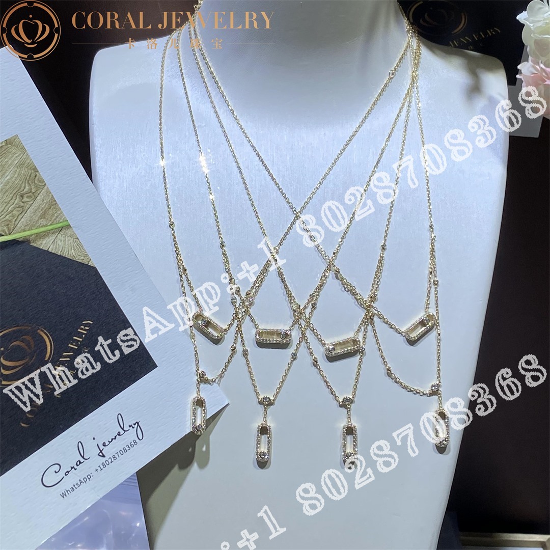 Messika Move Uno 2 Rows Pavé  Yellow Gold Diamond Necklace 07174-YG - Image 4