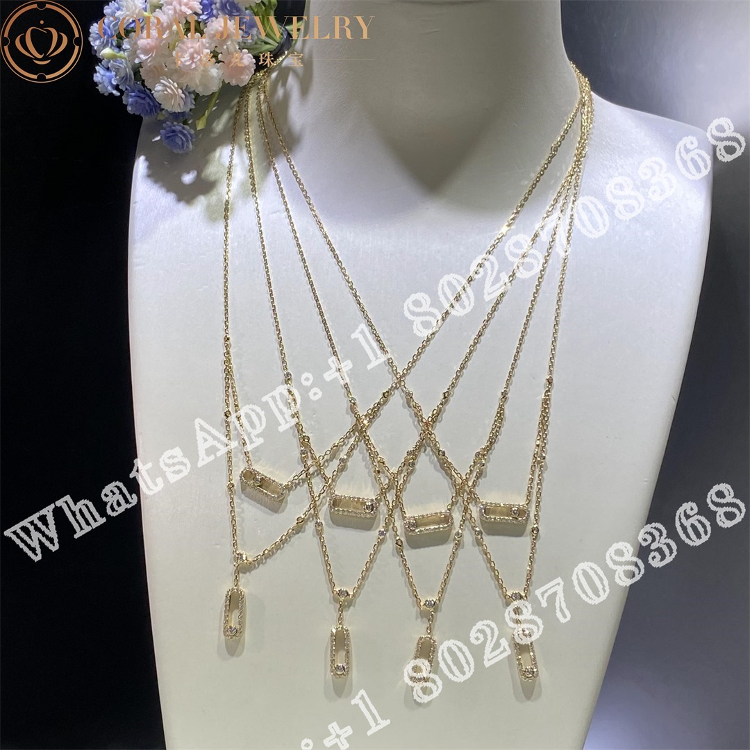 Messika Move Uno 2 Rows Pavé  Yellow Gold Diamond Necklace 07174-YG - Image 7