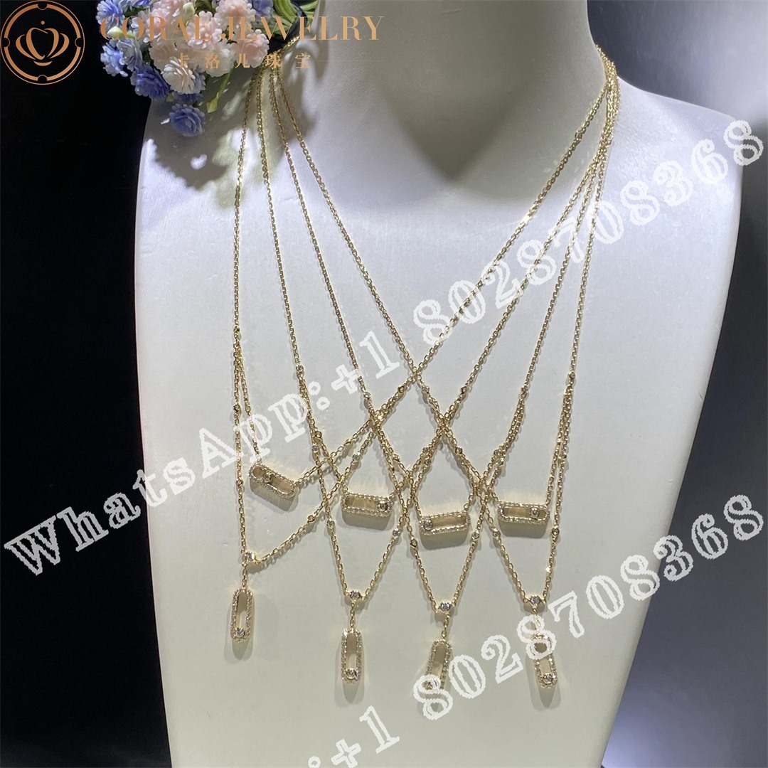 Messika Move Uno 2 Rows Pavé  Yellow Gold Diamond Necklace 07174-YG - Image 8