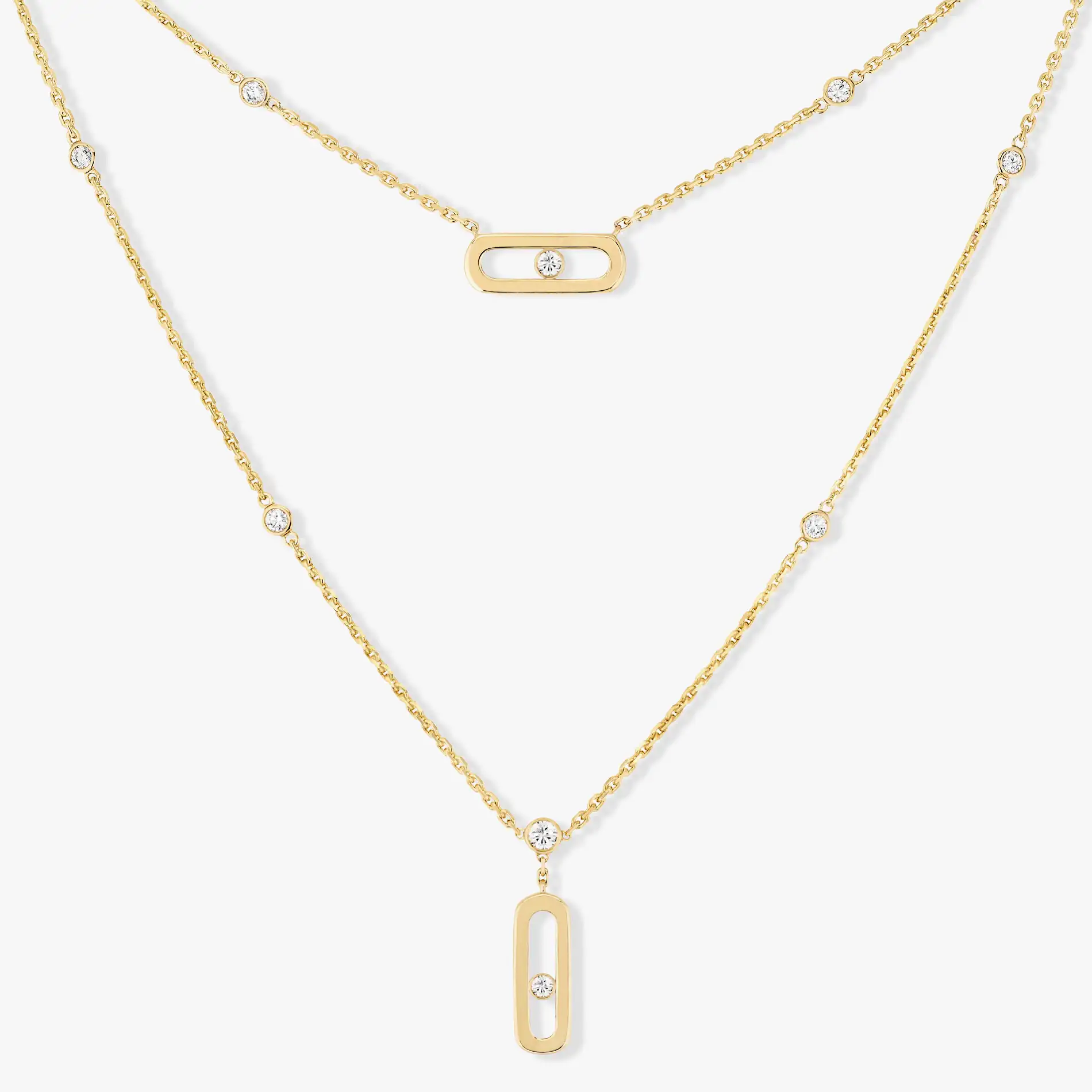 Messika Move Uno 2 Rows Yellow Gold Diamond Necklace 08852 Yg