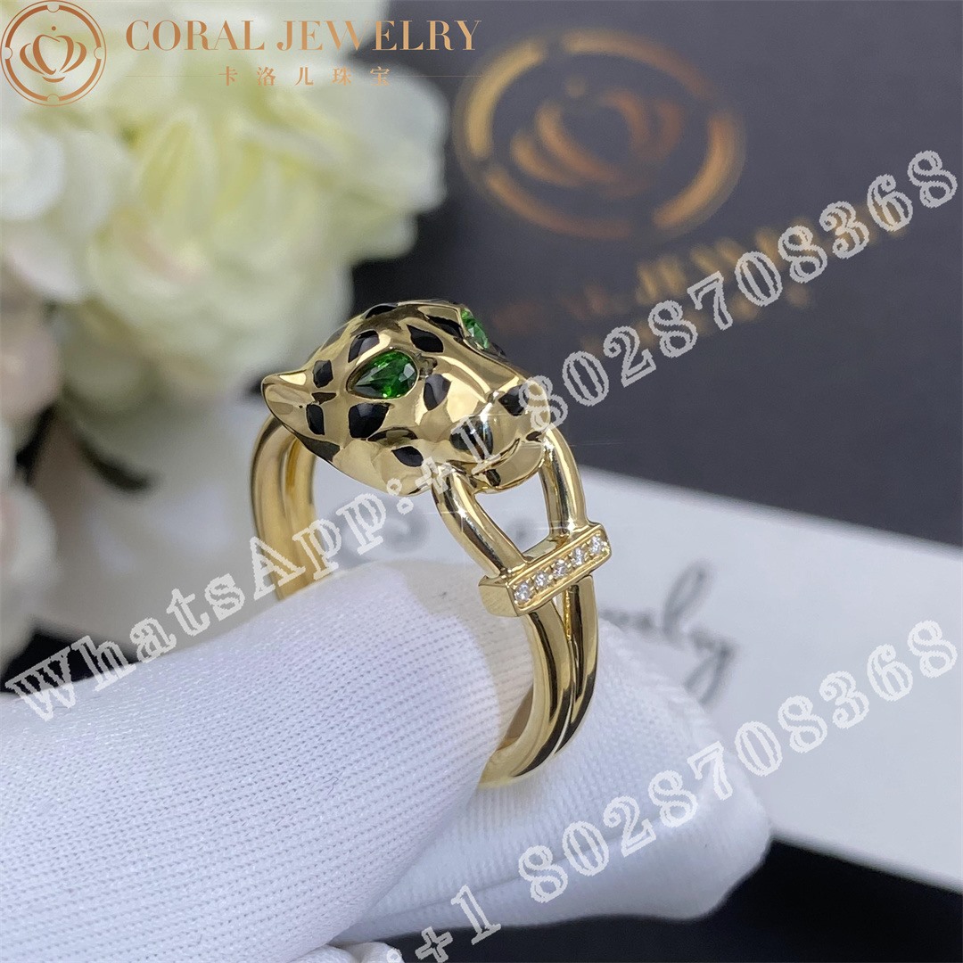 Cartier Panthere De Cartier Ring Yellow Gold Tsavorite Onyx Ref B4096700 Coral (14)