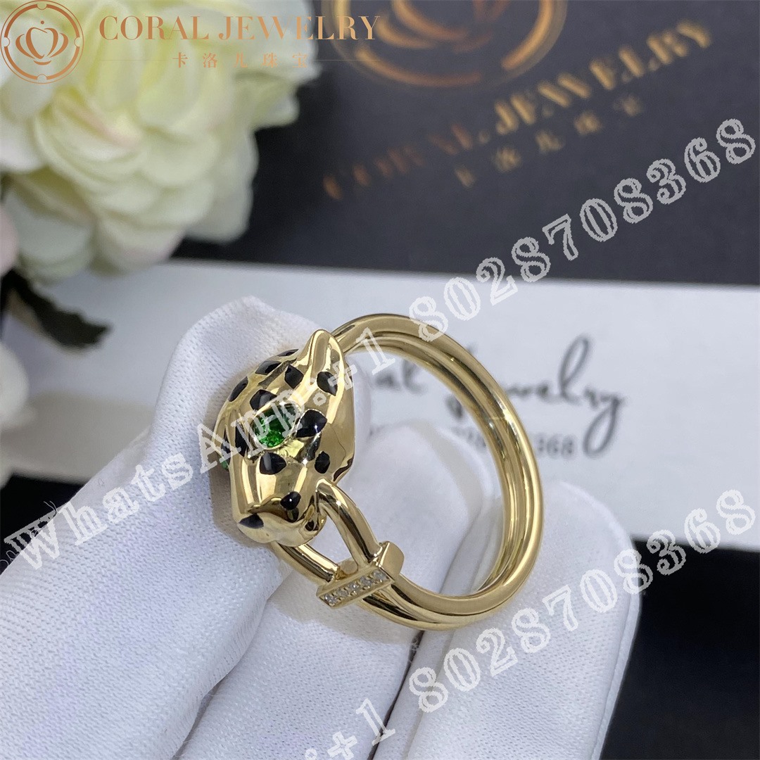 Cartier Panthere De Cartier Ring Yellow Gold Tsavorite Onyx Ref B4096700 Coral (9)