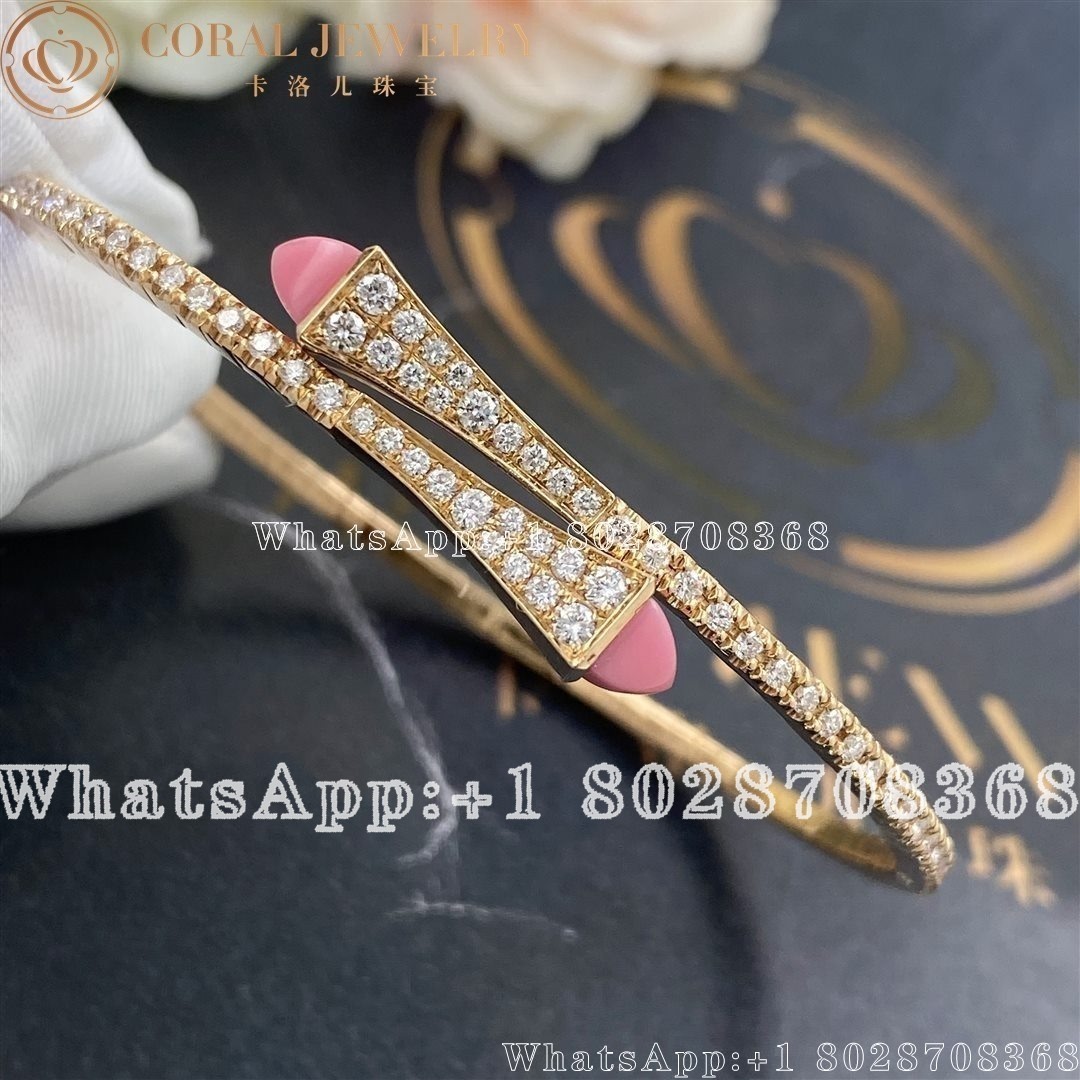 Marli Cleo Diamond Slim Slip On Bracelet In Rose Gold Pink Coral Coral (1)