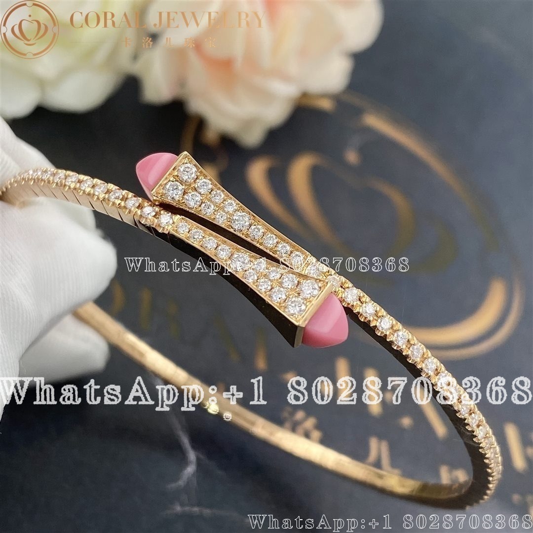 Marli Cleo Diamond Slim Slip On Bracelet In Rose Gold Pink Coral Coral (2)