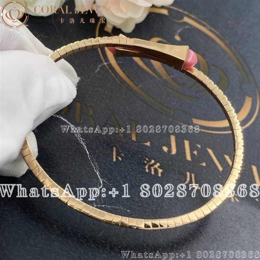 Marli Cleo Diamond Slim Slip-On Bracelet In Rose Gold Pink Coral - Image 3