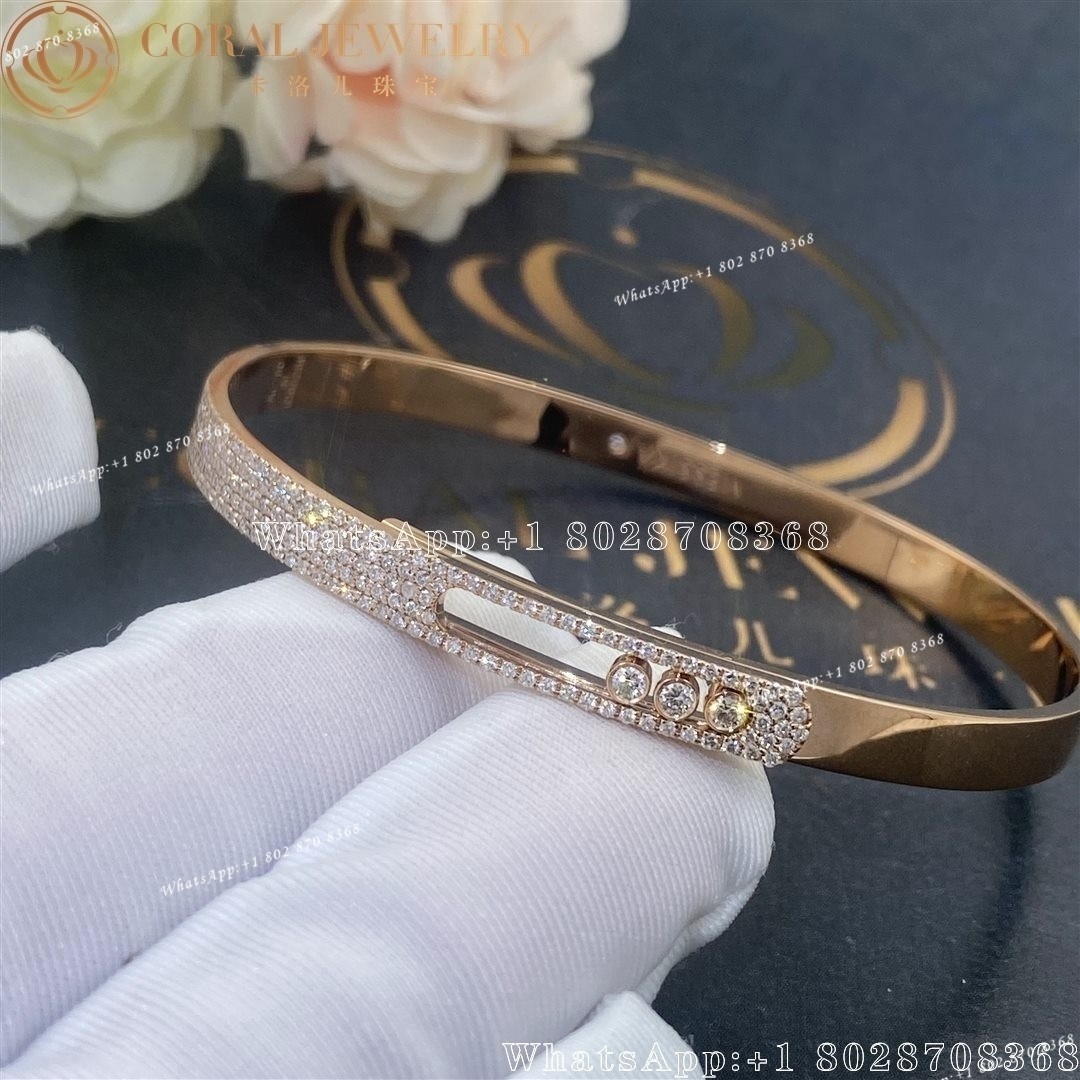 Messika Move Noa Bangle Pm Pave Pink Gold Diamond Bracelet 10093 Pg Coral (1)
