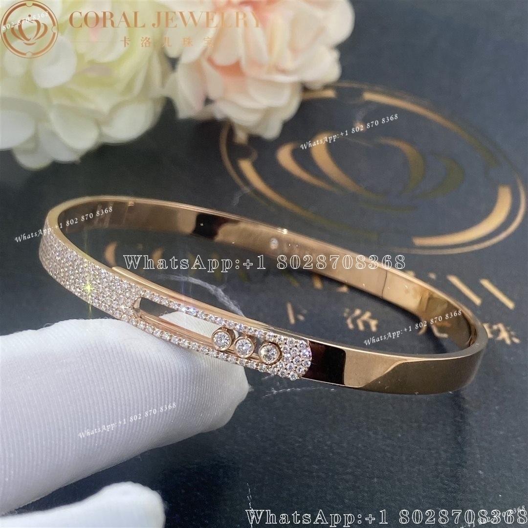 Messika Move Noa Bangle PM Pavé Pink Gold Diamond Bracelet 10093-PG