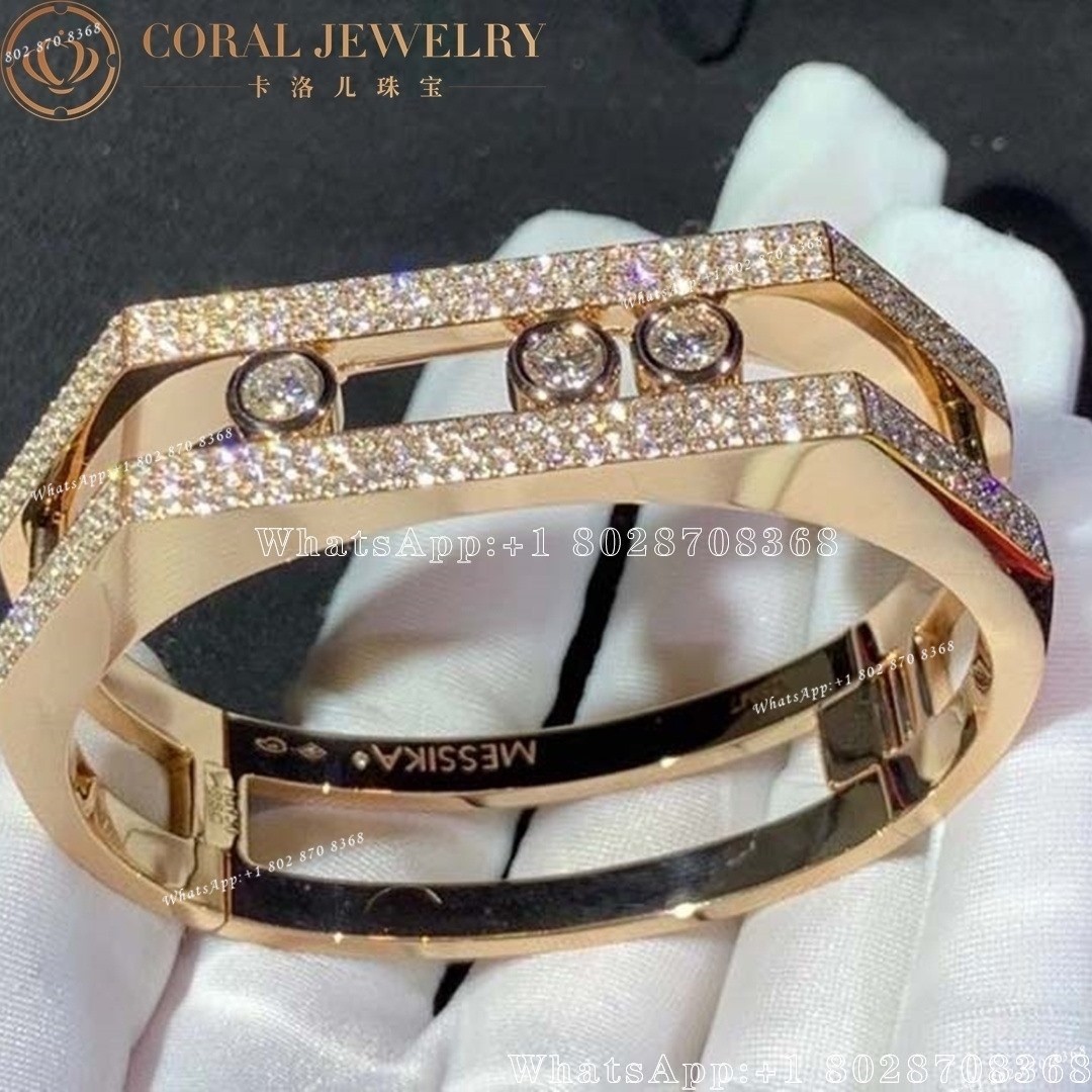 Messika Move Pei Pavé Cuff Pink Gold Diamond Bracelet 06750-PG