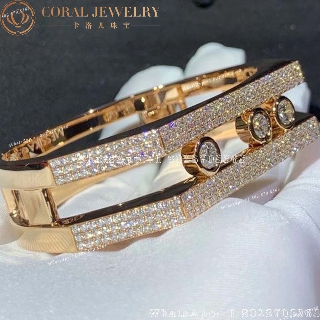 Messika Move Pei Pavé Cuff  Pink Gold Diamond Bracelet 06750-PG - Image 3