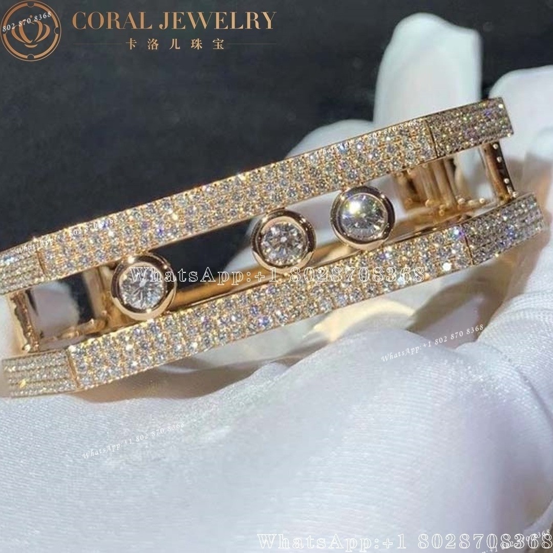 Messika Move Pei Pavé Cuff Pink Gold Diamond Bracelet 06750-PG