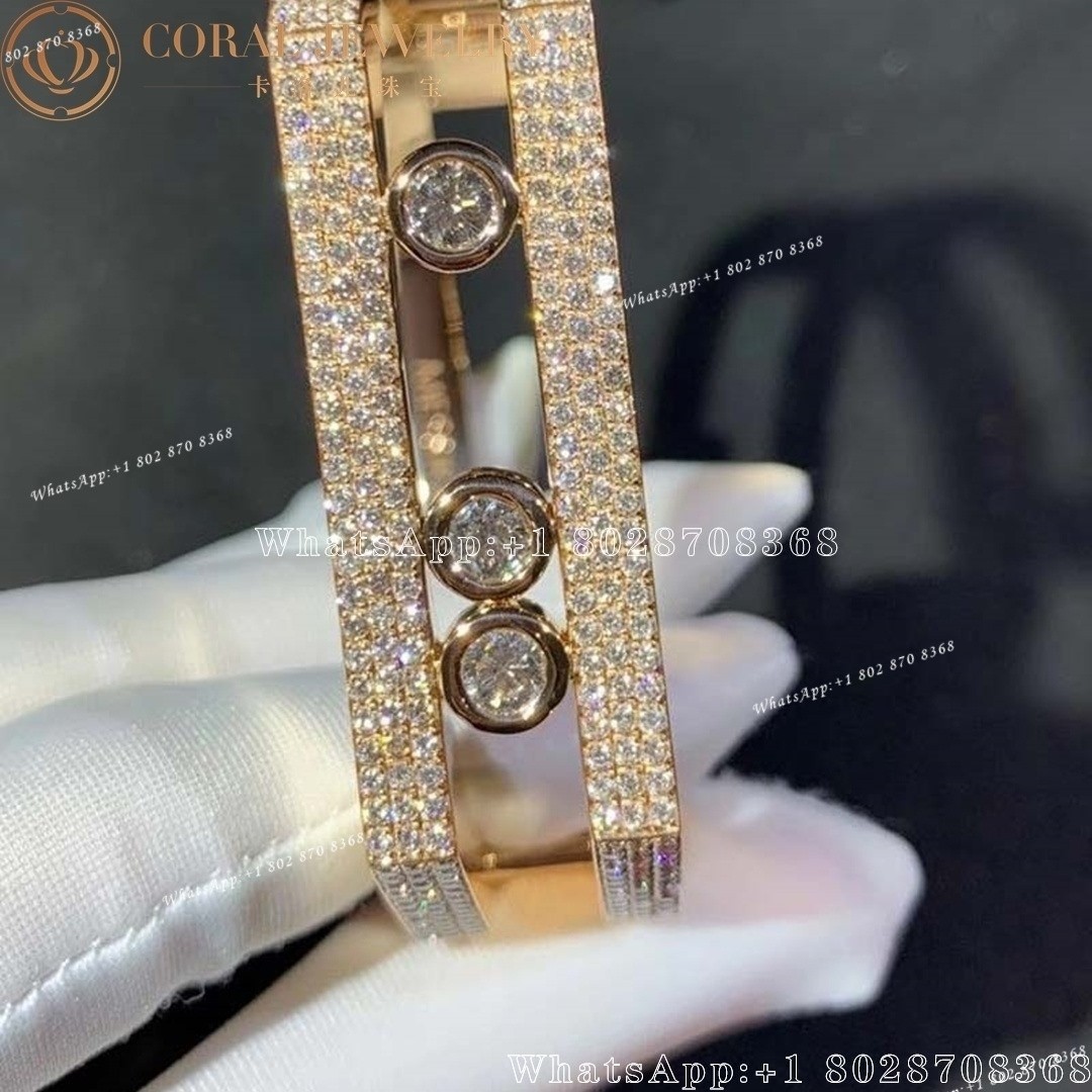 Messika Move Pei Pavé Cuff Pink Gold Diamond Bracelet 06750-PG