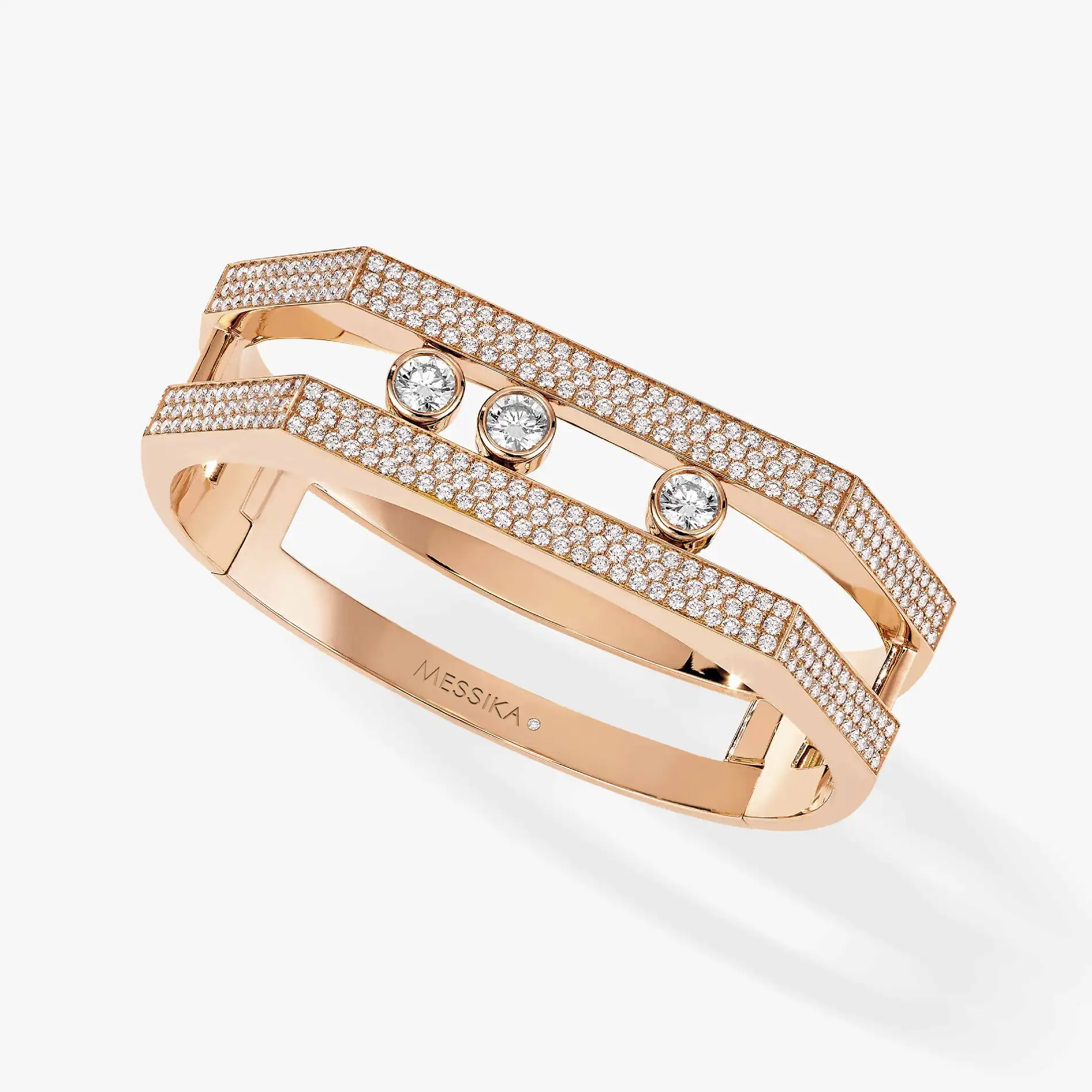 Messika Move Pei Pave Cuff Pink Gold Diamond Bracelet 06750 Pg