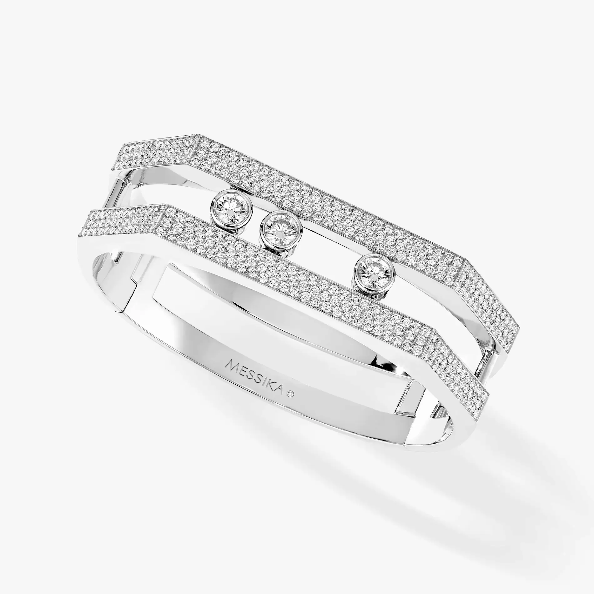 Messika Move Pei Pavé Cuff White Gold Diamond Bracelet 06750-WG
