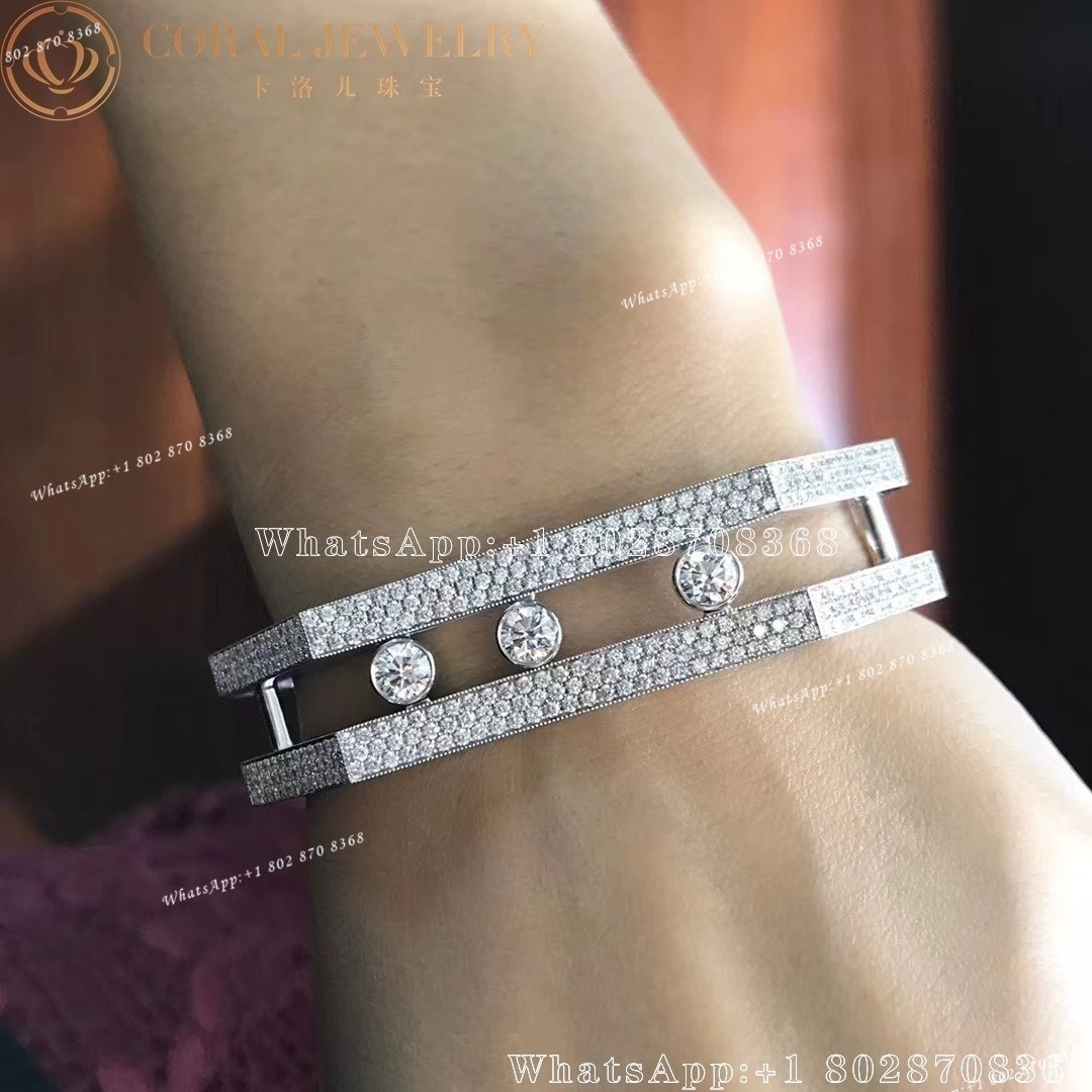Messika Move Pei Pavé Cuff White Gold Diamond Bracelet 06750-WG