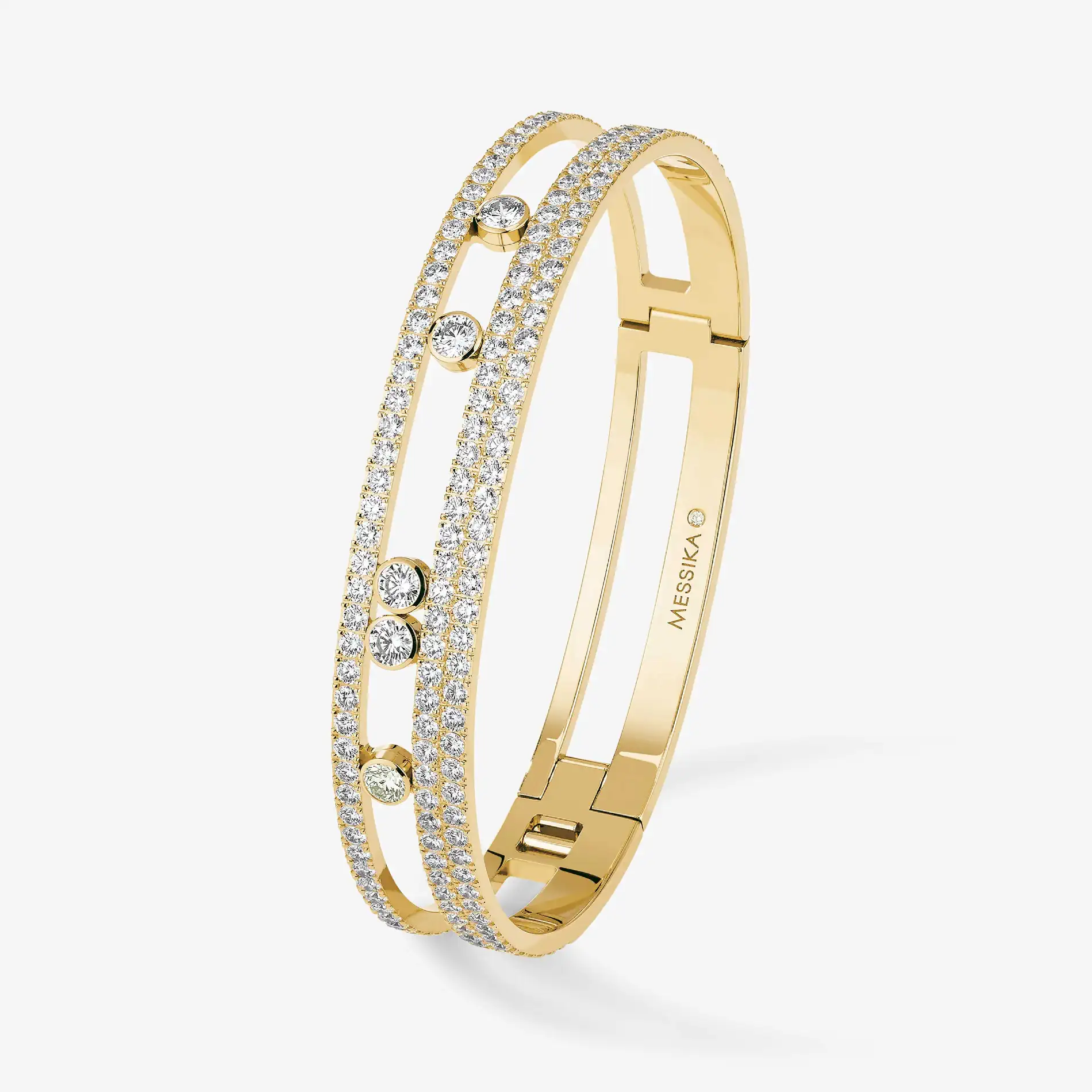 Messika Move Romane Large Pavé Bangle Yellow Gold Diamond Bracelet 06733-YG