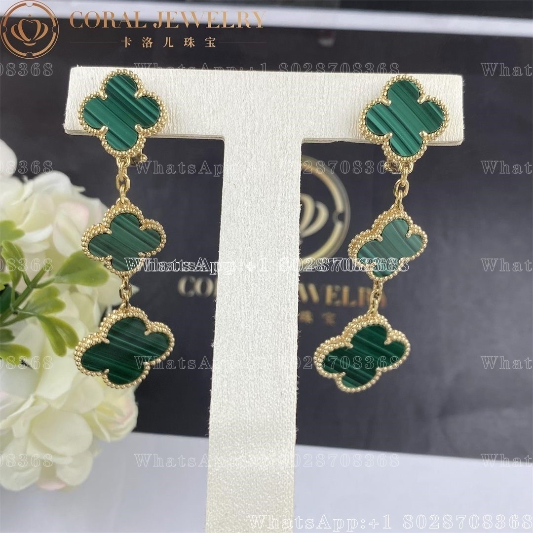 Van Cleef & Arpels Magic Alhambra earrings, 3 motifs 18K yellow gold, Malachite VCARO2AG00