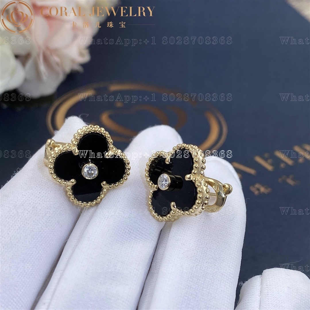 Van Cleef & Arpels Vintage Alhambra Limited Edition Earrings yellow gold onyx VCARP2B100