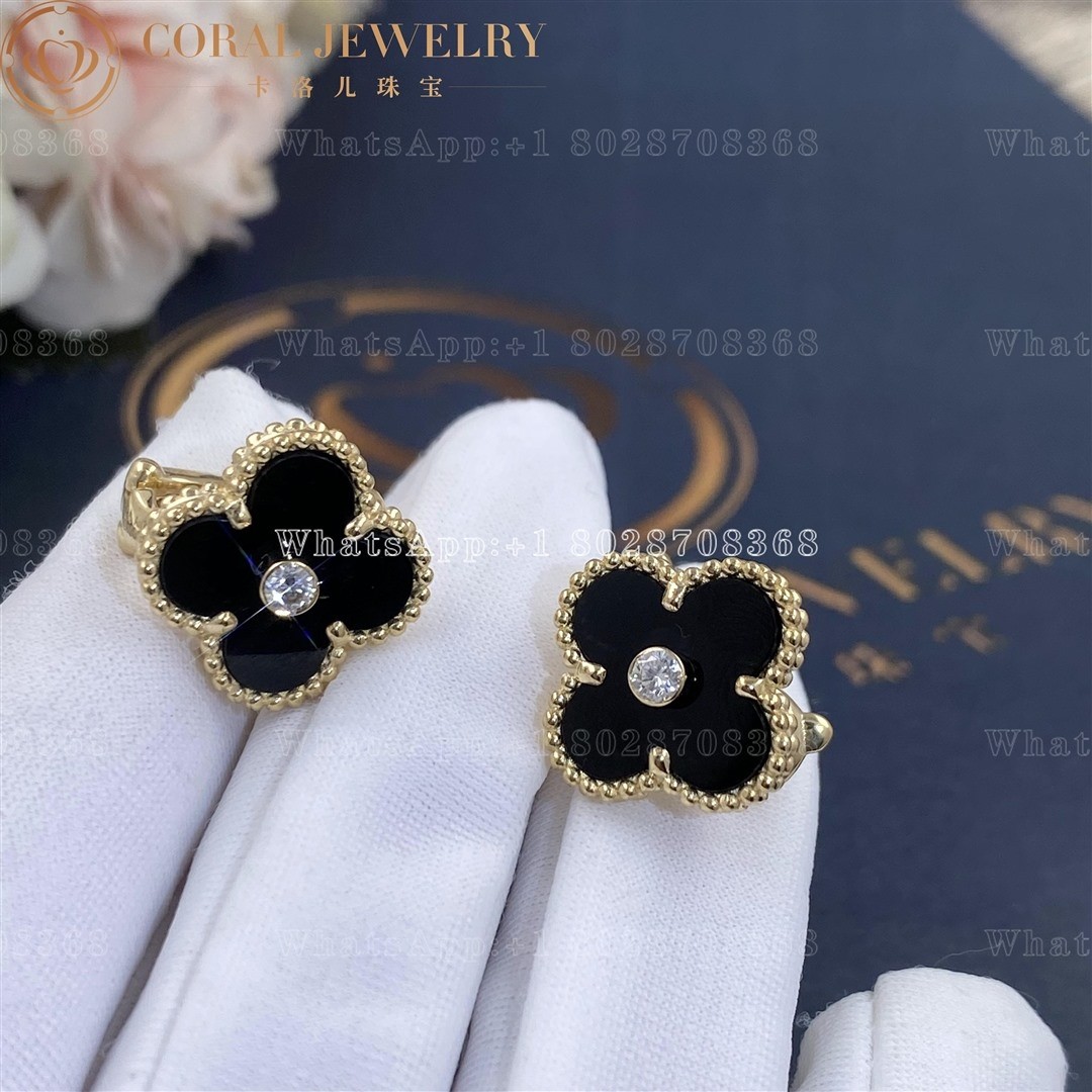Van Cleef & Arpels Vintage Alhambra Limited Edition Earrings yellow gold onyx VCARP2B100