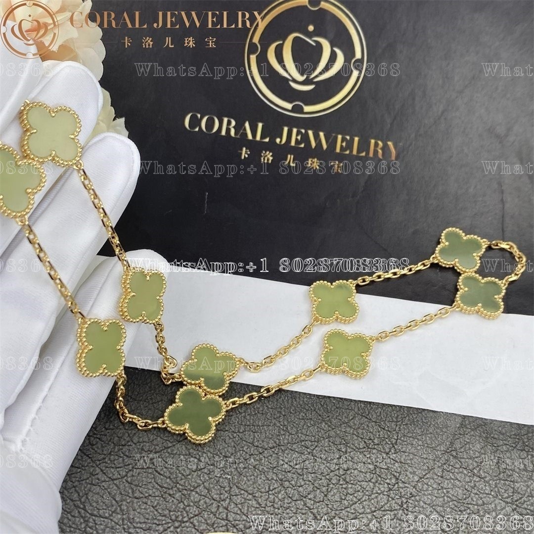 Van Cleef & Arpels Vintage Alhambra Necklace, 10 Motifs Yellow Gold, Jade
